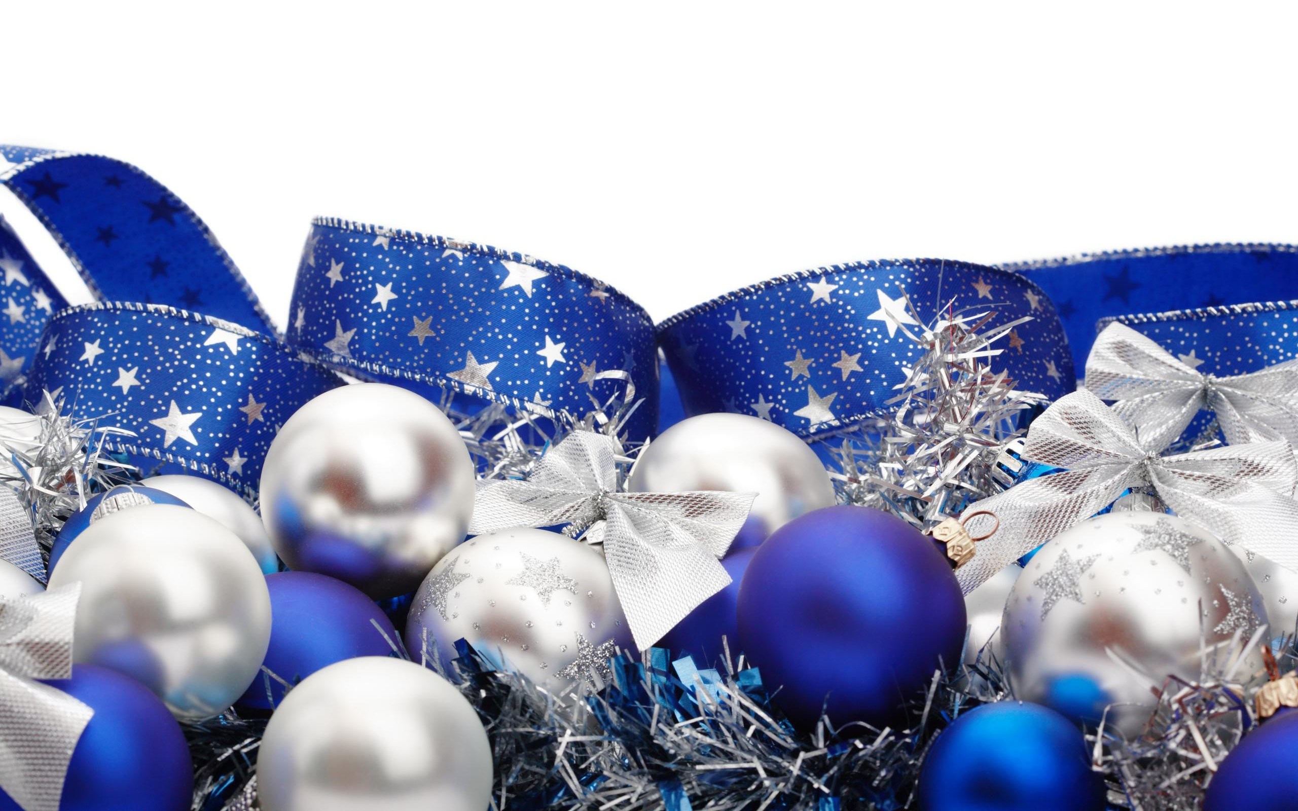2560x1600 Silver And Blue Christmas Decorations