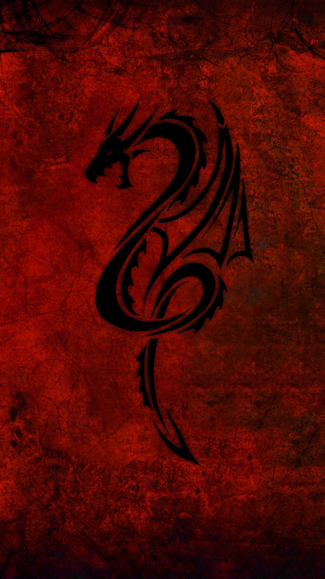 1080x1920 Preview wallpaper dragon, pattern, red, black 