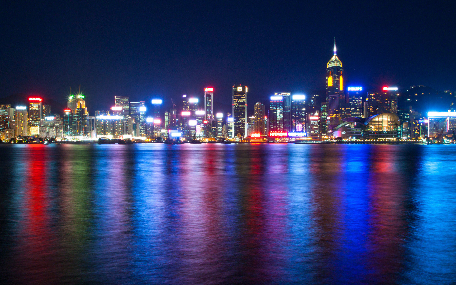 1920x1200 hdr water reflection color skyline cities city scape night lights .