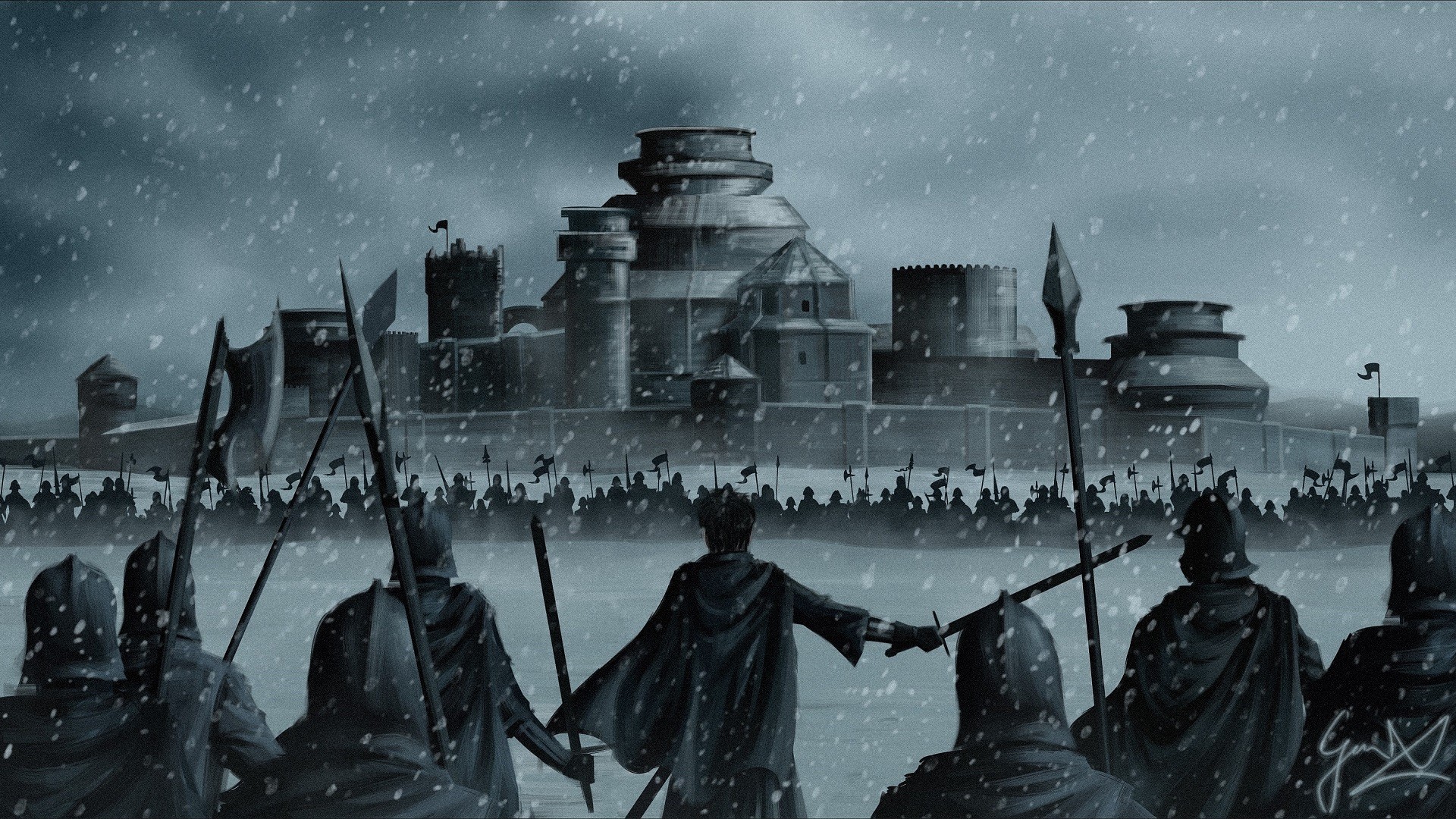 1920x1080 General  Game of Thrones Winterfell Stannis Baratheon war army  snow winter artwork A Song of