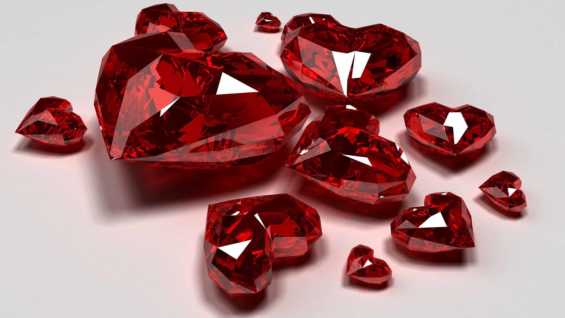 1920x1080 Red Heart diamond love wallpaper