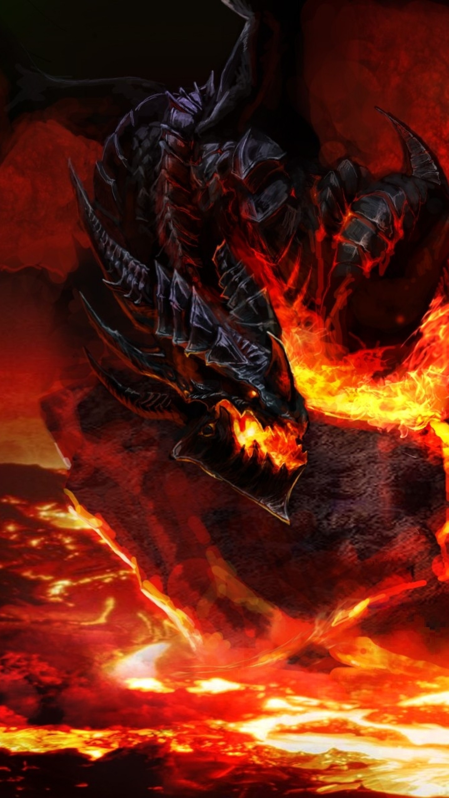 1440x2560 Preview wallpaper world of warcraft, dragon, fire, tail 