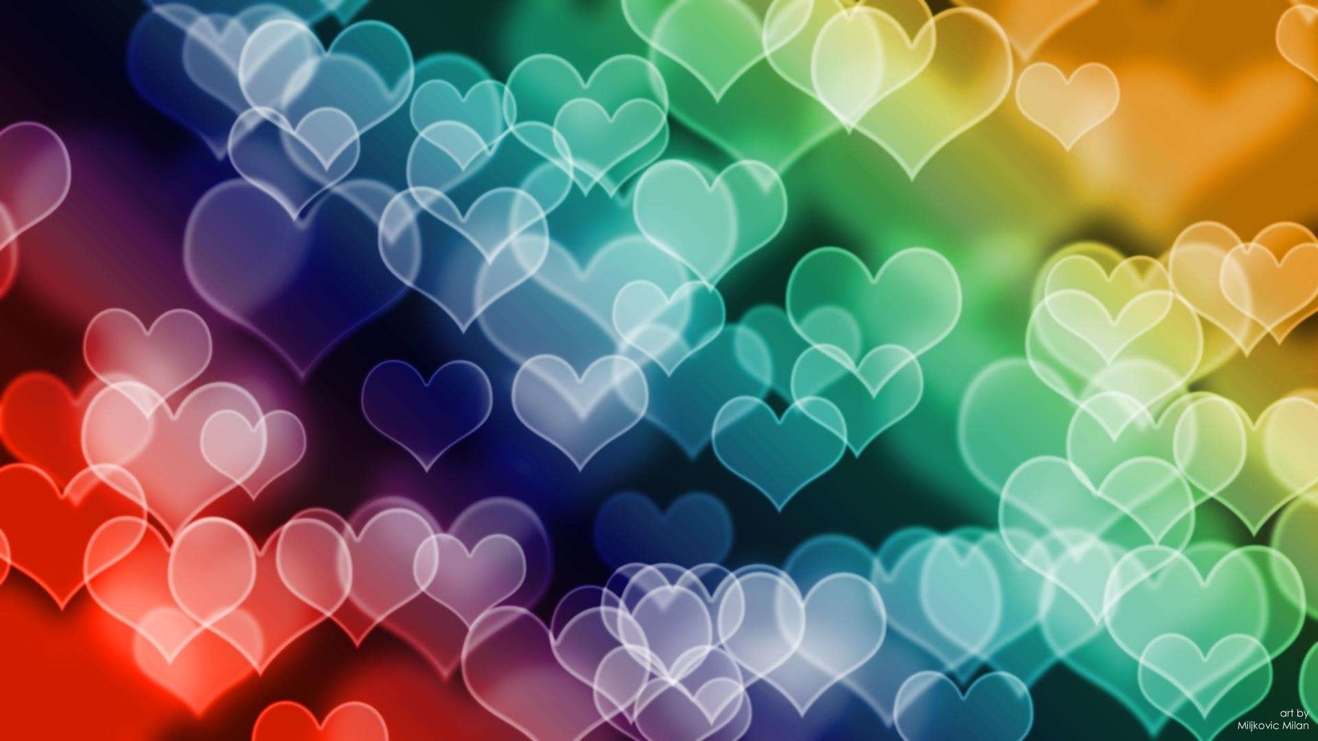1920x1080 Colored Hearts HD Wallpaper. Â« Â»
