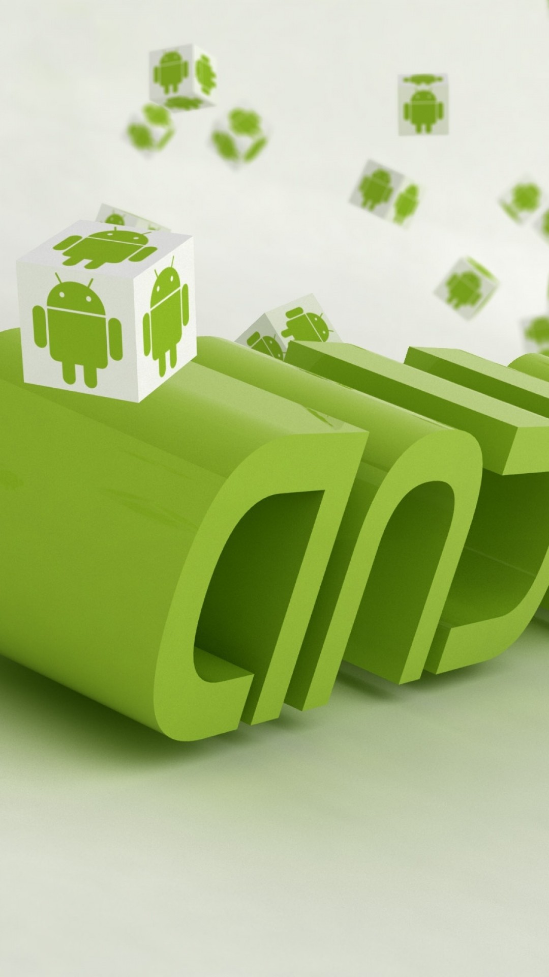 1080x1920  Wallpaper android, logo, green, white, robots, cubes