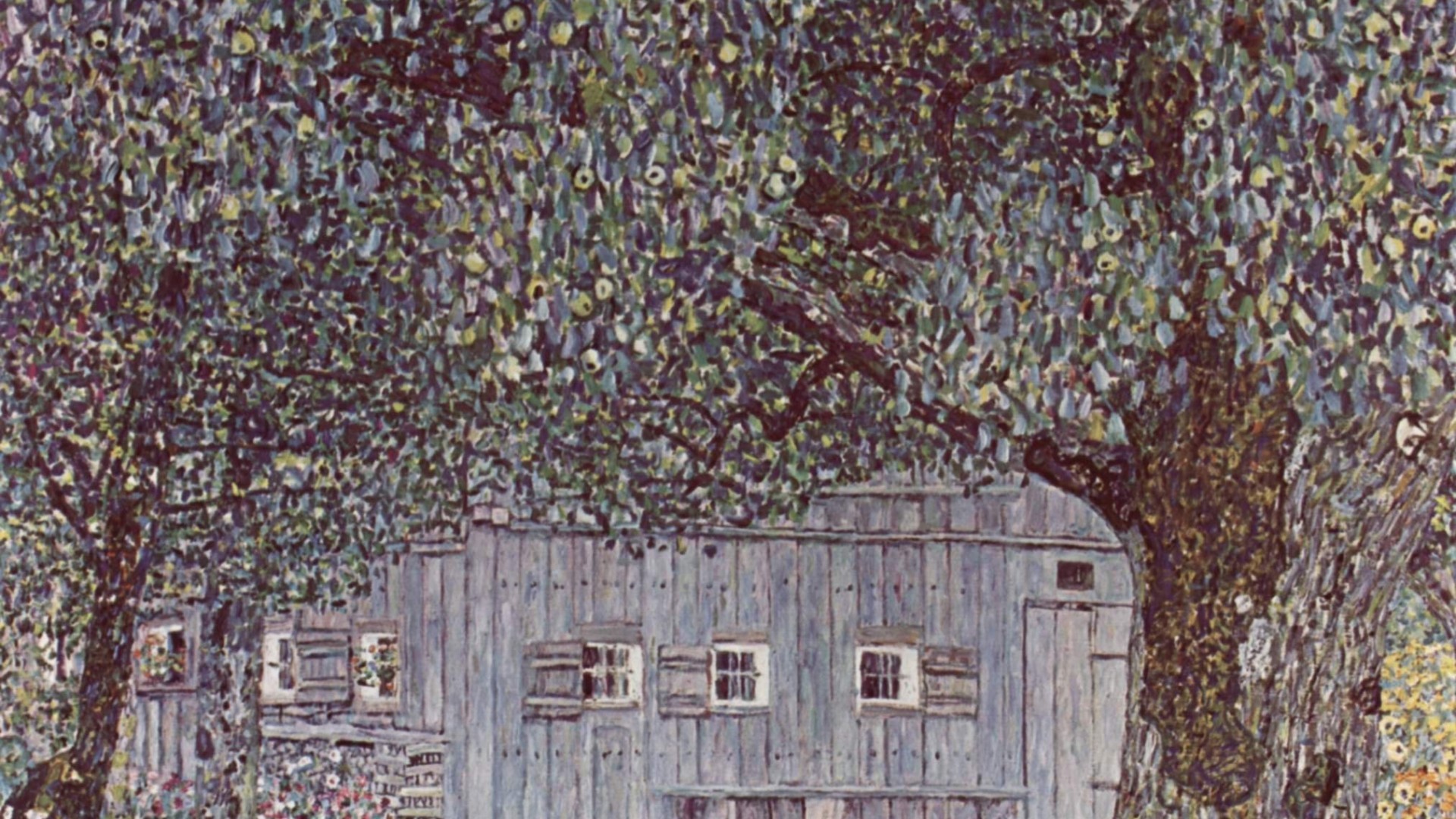 1920x1080 Painting of Gustav Klimt - Cabin in the woods