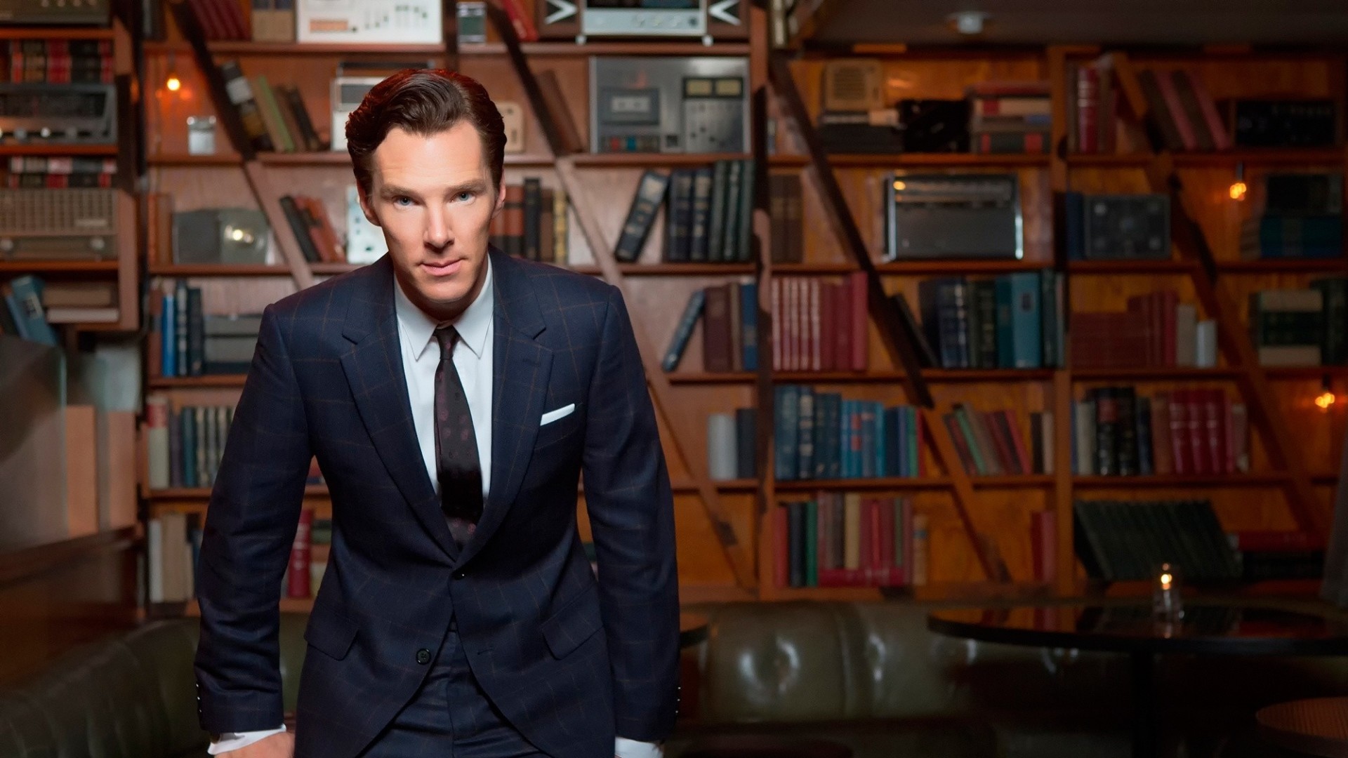 1920x1080 Preview wallpaper benedict cumberbatch, actor, celebrity, library 