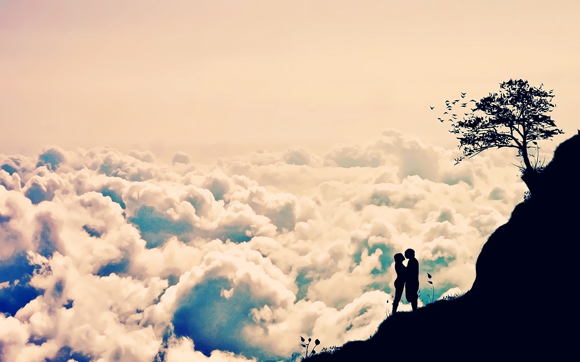 1920x1200  Romantic Love Clouds Couple Background HD Wallpaper - HD Wallpaper  & 3D Desktop Backgrounds