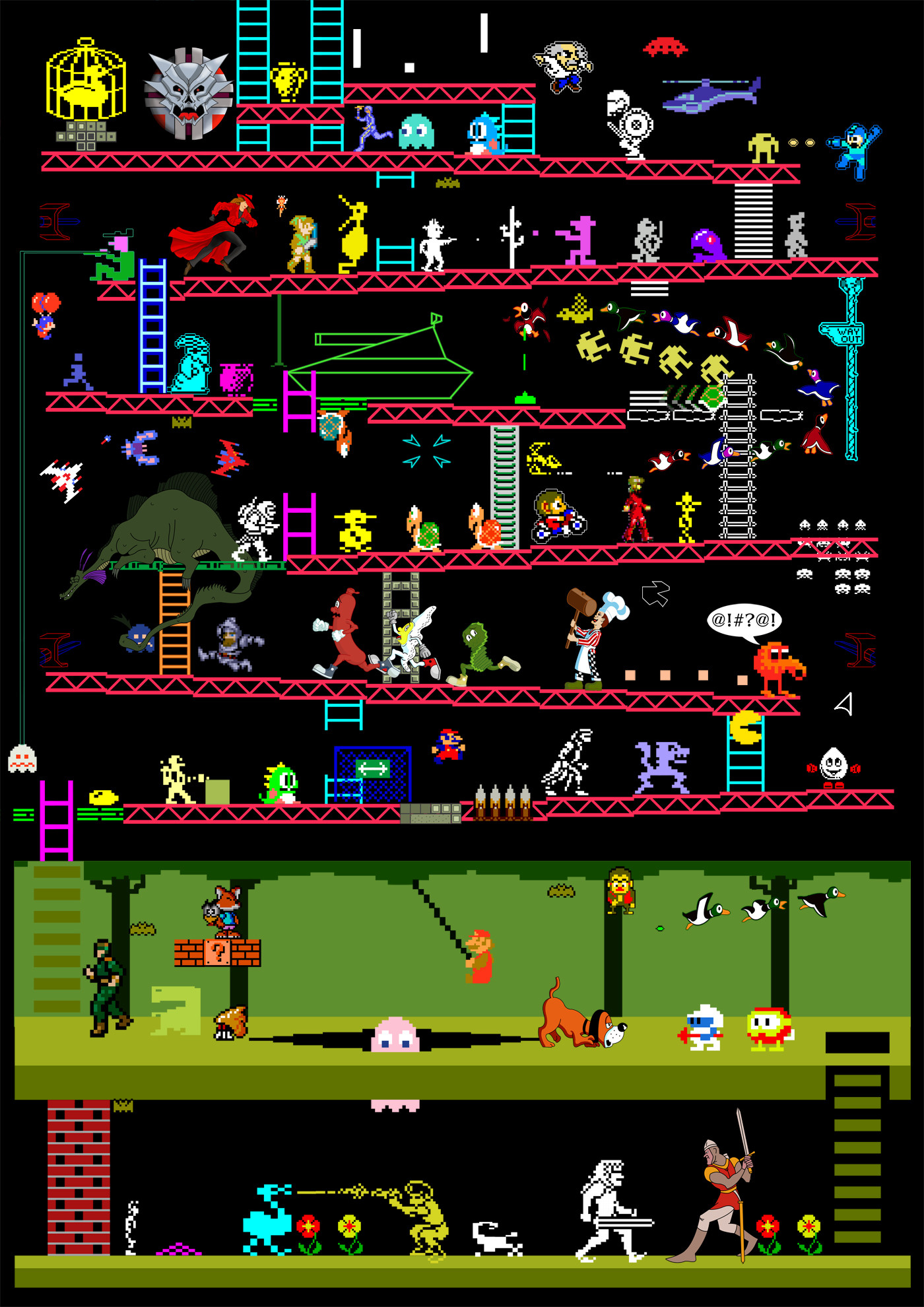 1400x1980 Classic Video and Arcade Games Mashup by Elomin "Judan" Sha