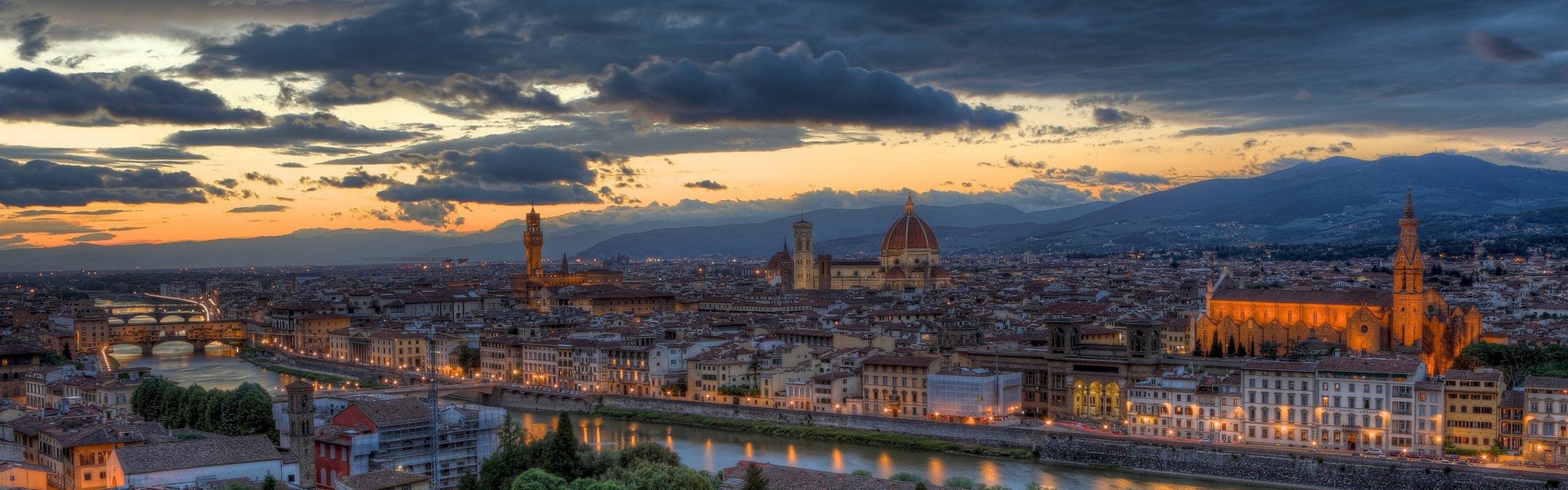 3840x1200  Wallpaper florence, italy, buildings, panorama, hdr