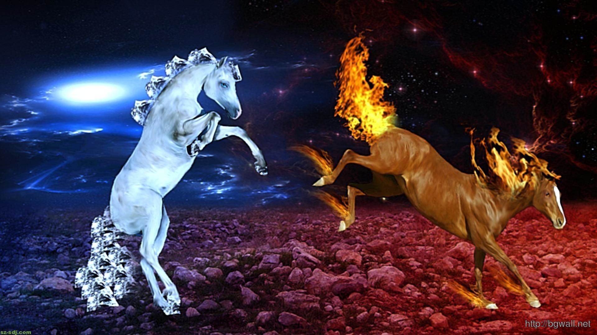 1920x1080 Horse Ice And Fire Cool Image Wallpaper