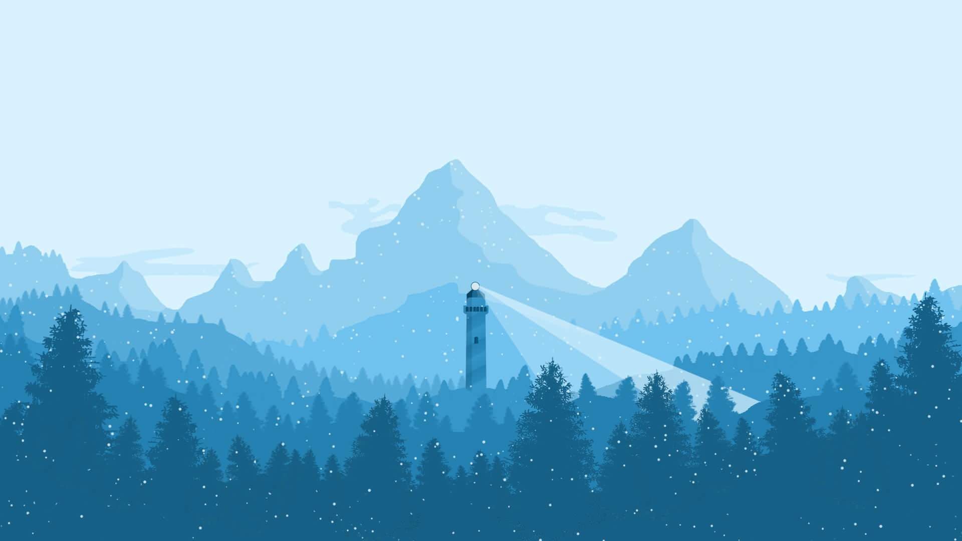 1920x1080 A Lighthouse in the Snow []