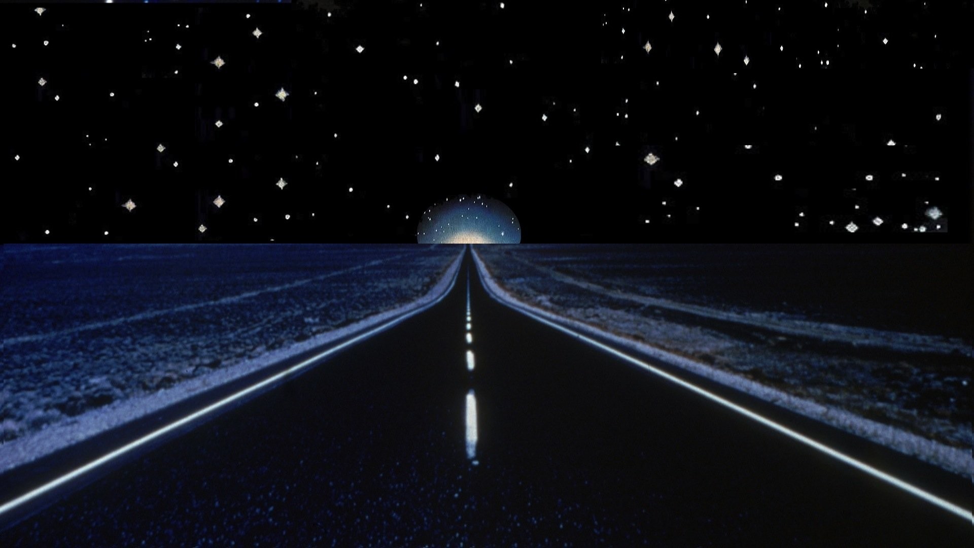 1920x1080 Artistic - Road Artistic Night Moon Stars Starry Sky Wallpaper