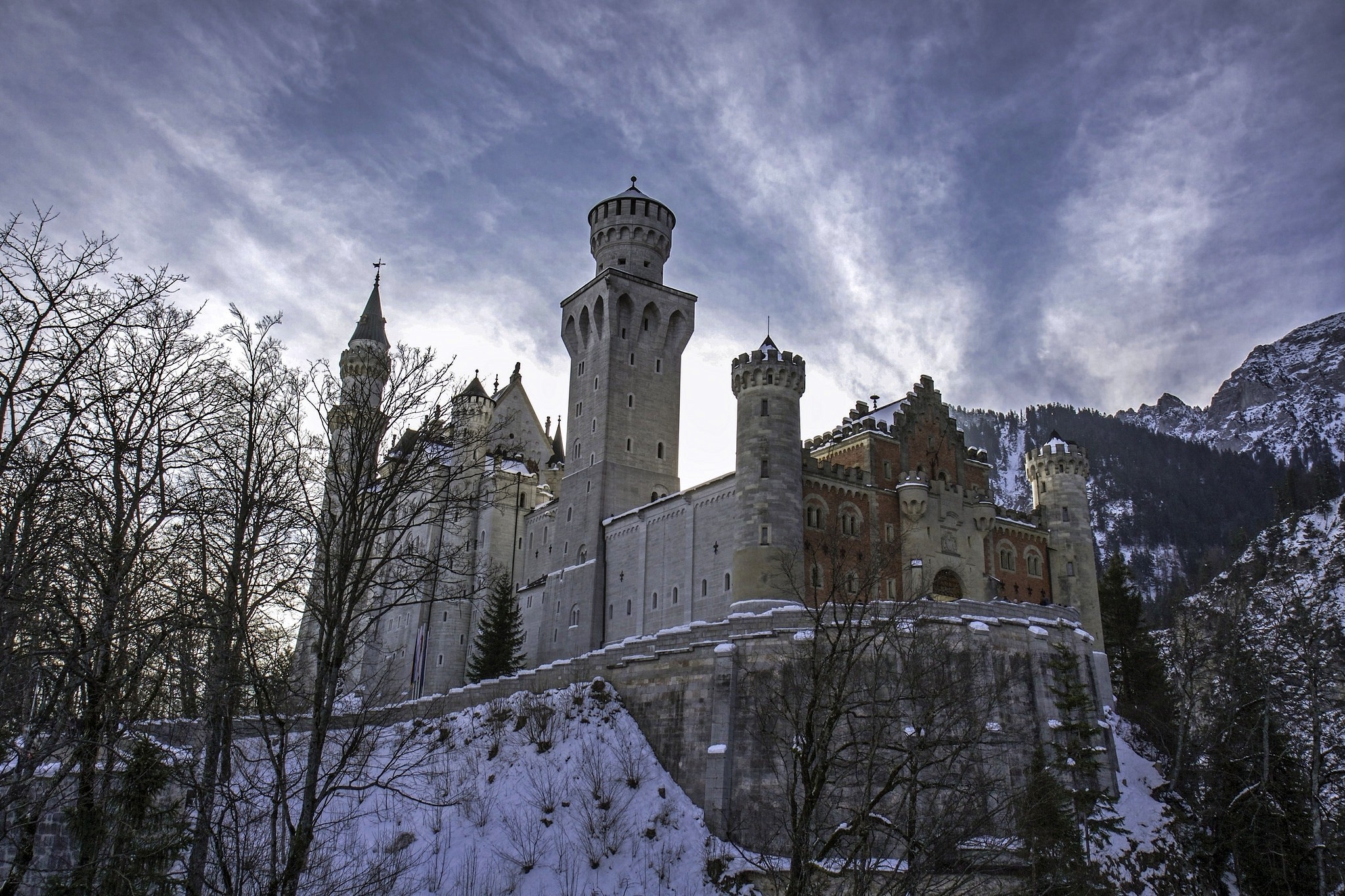 2048x1365 nature, Winter, Snow, Trees, Castle, Schloss Neuschwanstein, Germany,  Mountain, Clouds, Tower, Architecture Wallpapers HD / Desktop and Mobile  Backgrounds