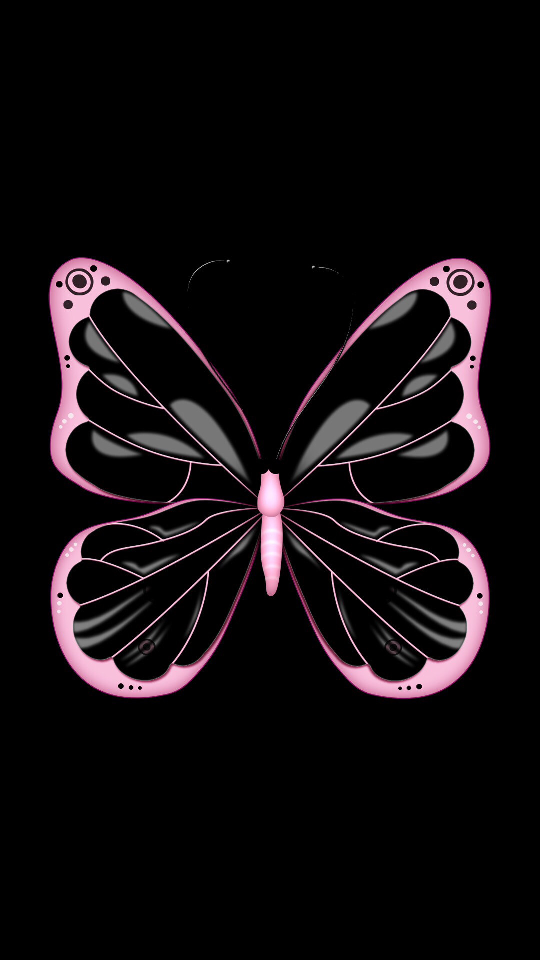 1080x1920 Pink and Black Butterfly