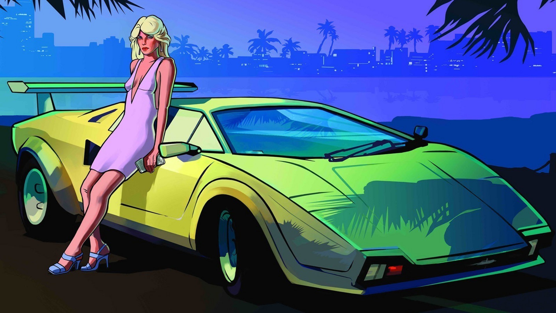 1920x1080 women, Luxury, Grand Theft Auto Vice City, Sports Car, City, Heels  Wallpapers HD / Desktop and Mobile Backgrounds
