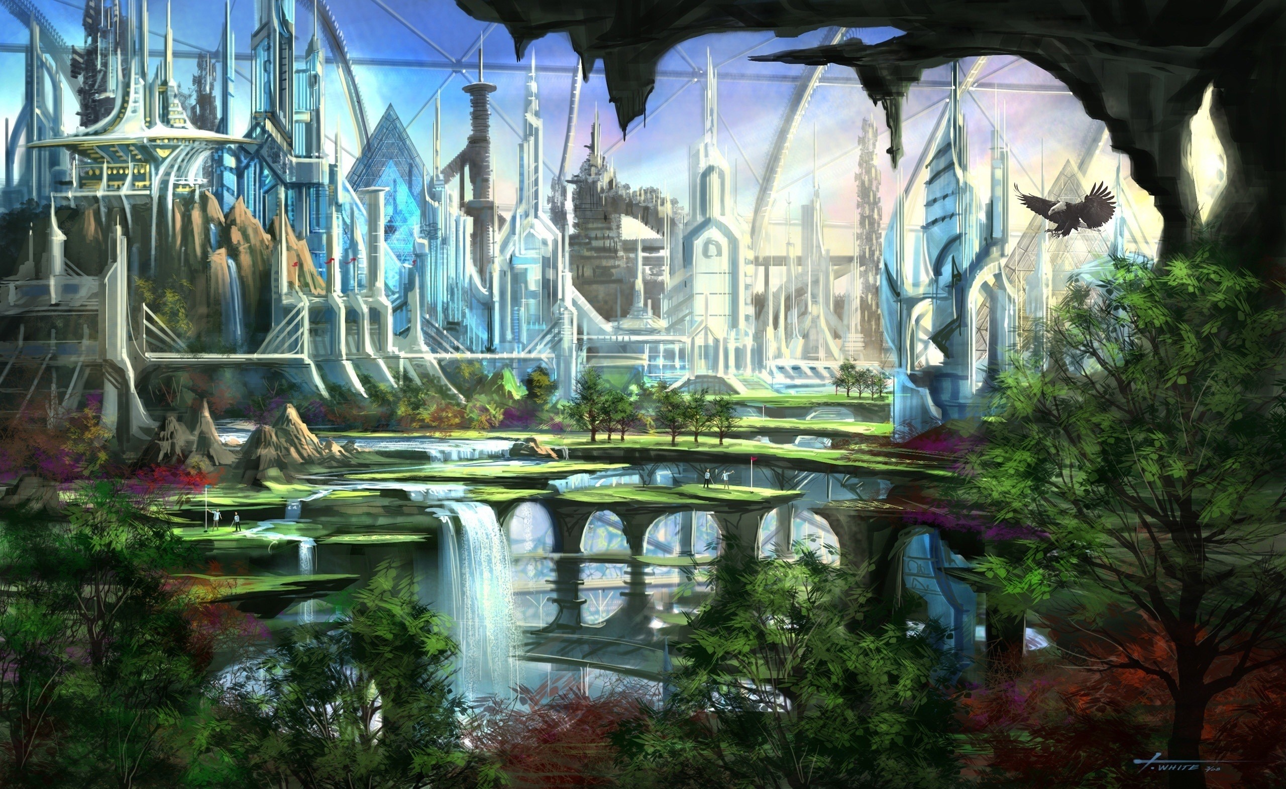 2560x1572 Fantasy City Wallpapers Desktop Background For Free Wallpaper