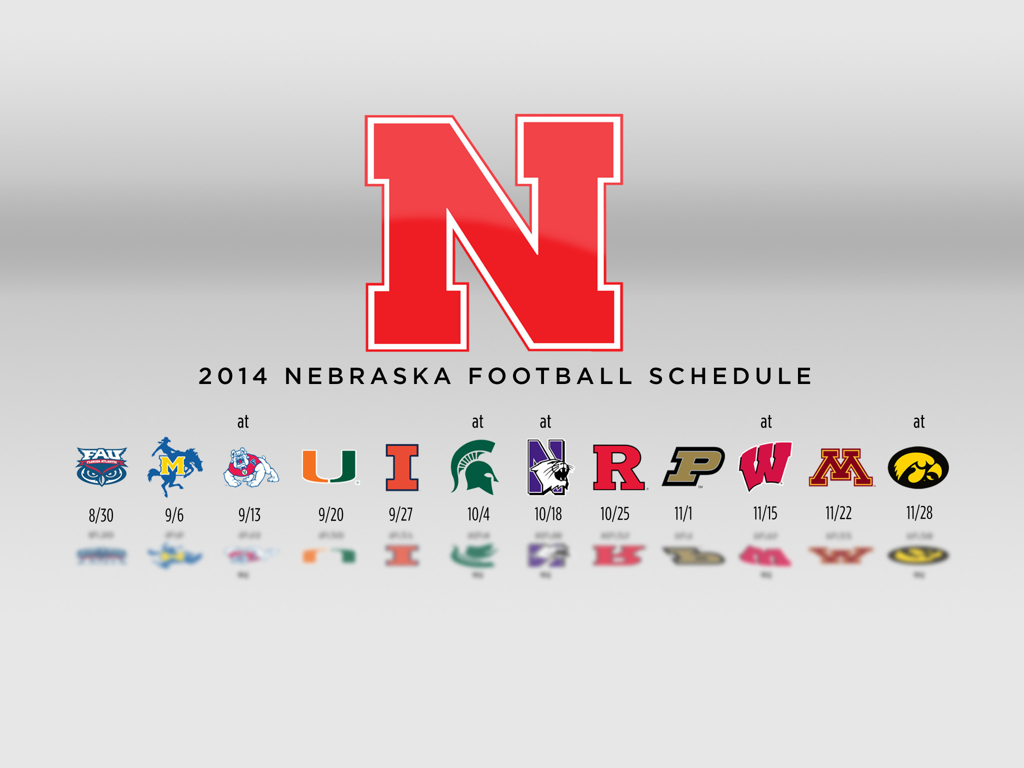 2048x1536 White Background 2014 Nebraska Football Schedule Wallpaper – iPad