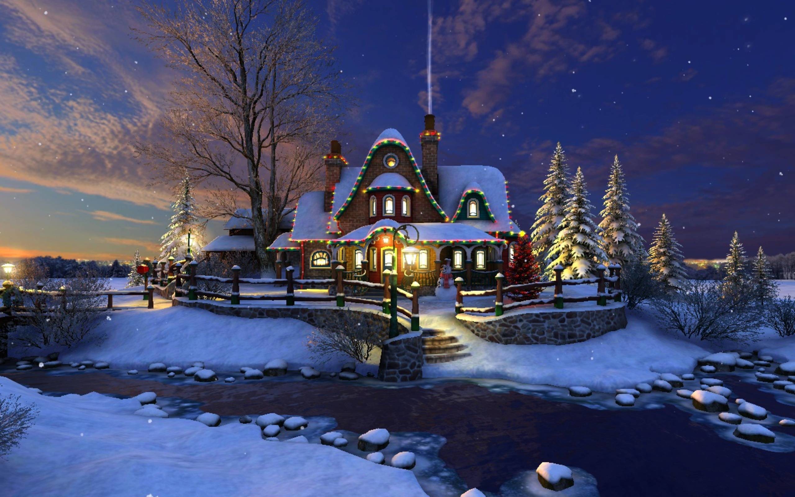 2560x1600 Christmas Cottage Wallpaper - Viewing Gallery