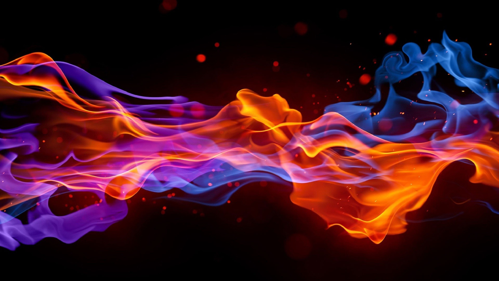 1920x1080 Blue and orange fire on black abstract wallpapers
