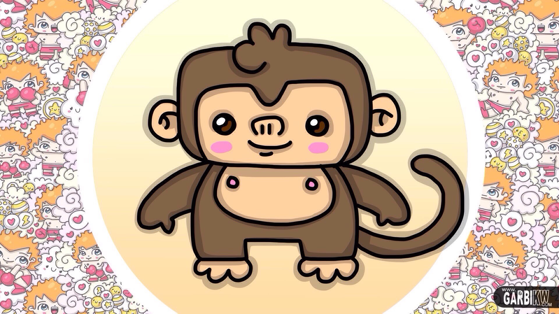 1920x1080 How To Draw Kawaii Monkey - Easy Drawings - Hello #Kawaii Machine - YouTube
