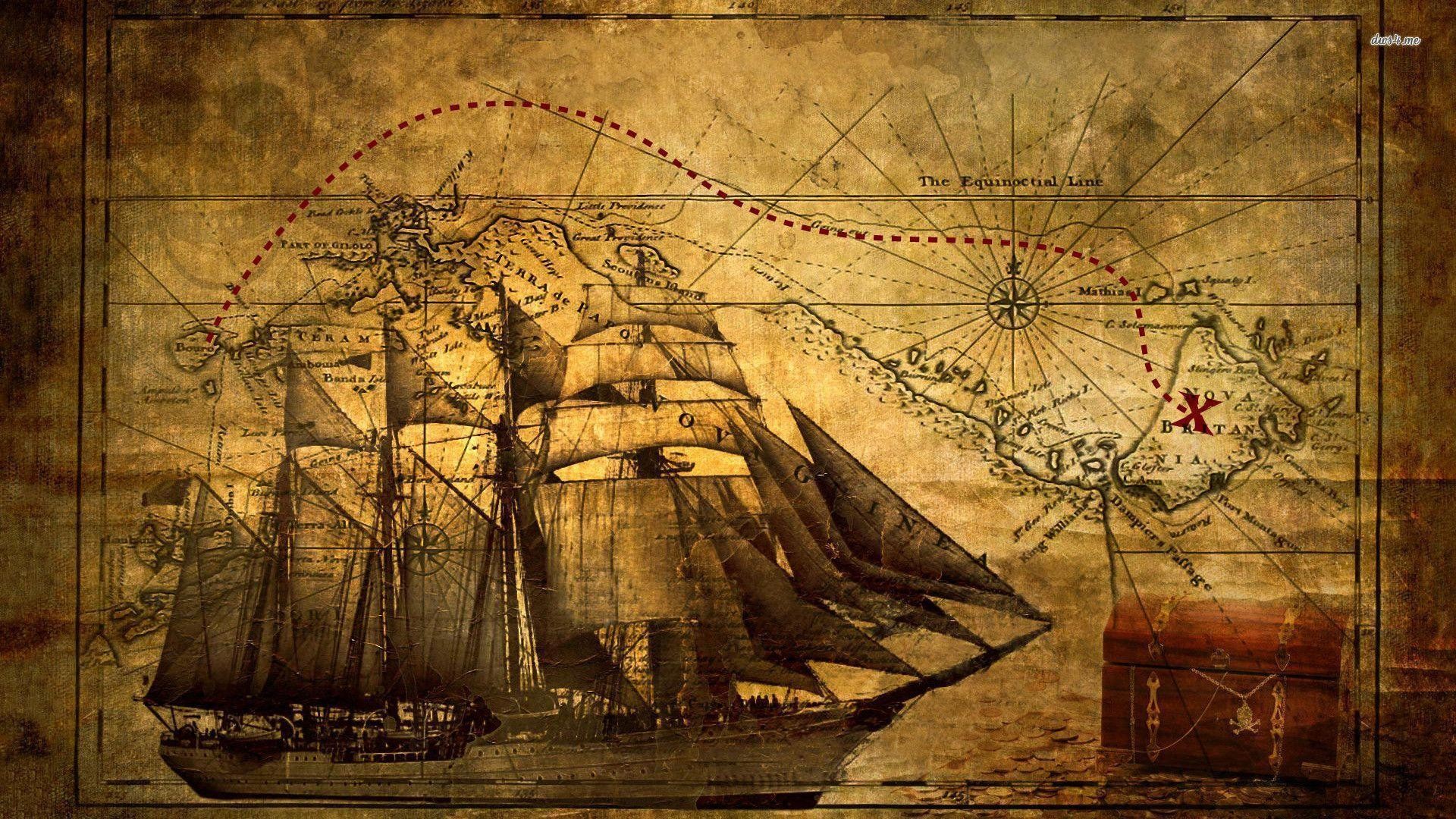 1920x1080 Old ship with map wallpaper - Digital Art wallpapers - #