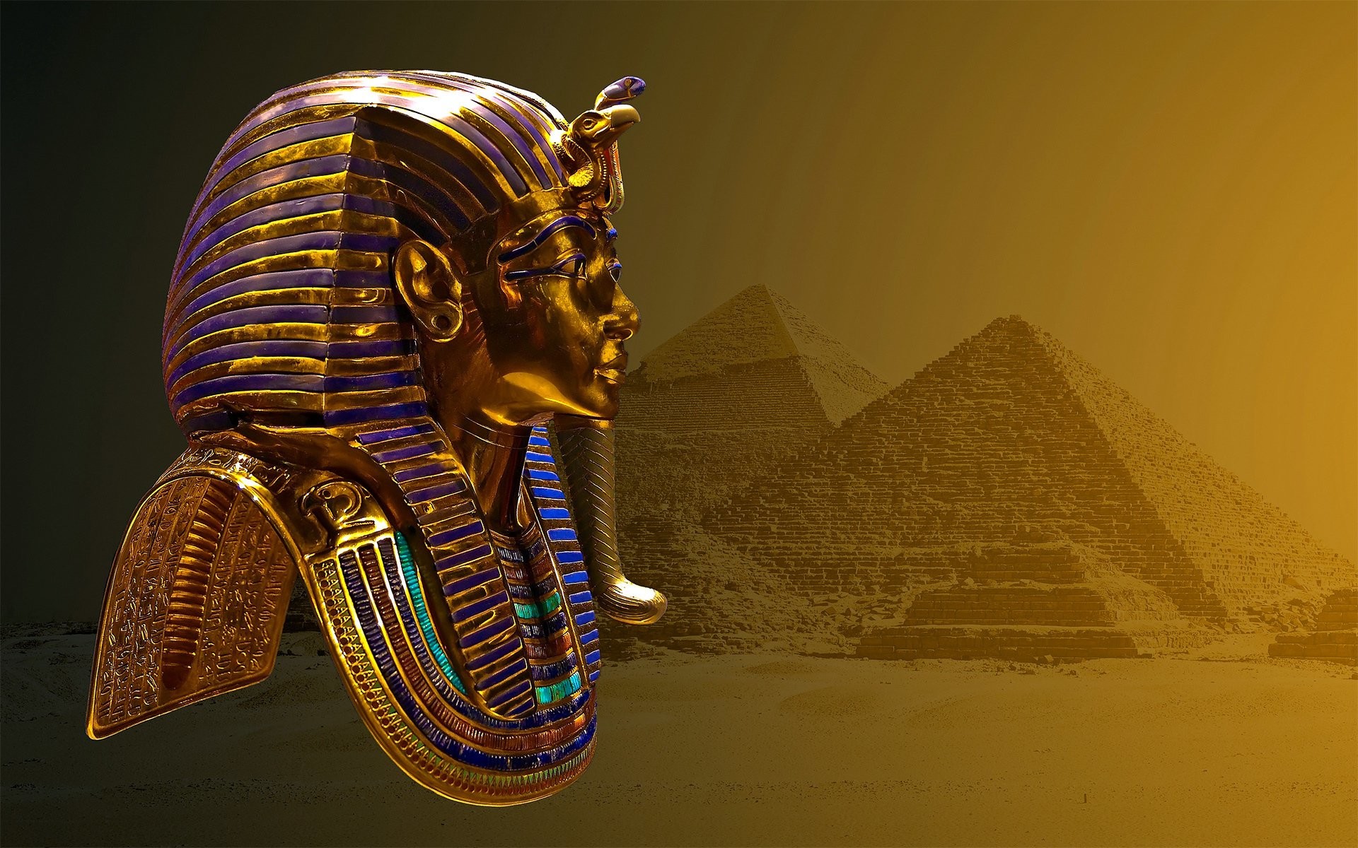 1920x1200 Pharaoh, Mask, Pyramid, Desert, Ancient, Egypt, Digital art Wallpapers HD /  Desktop and Mobile Backgrounds