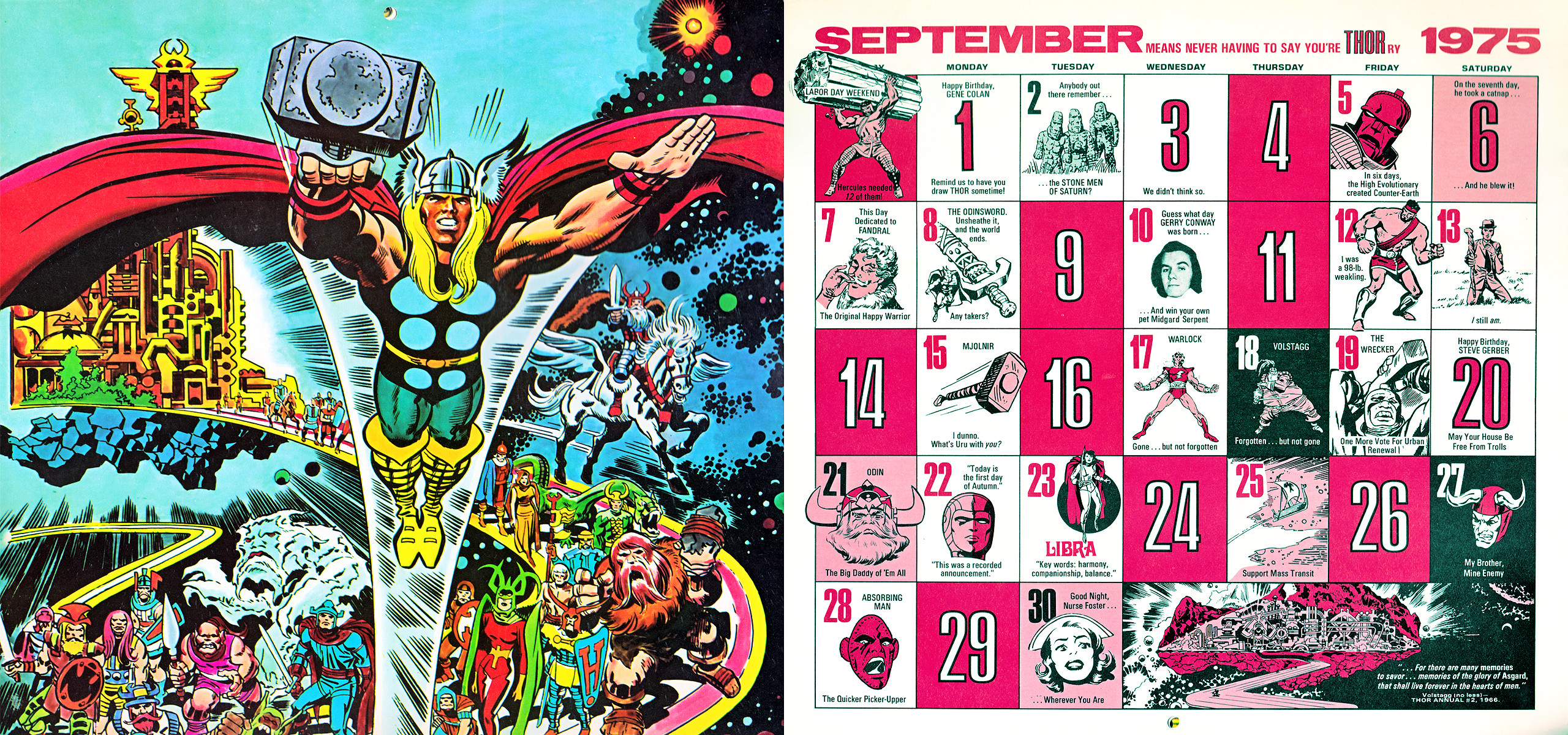 2560x1200 1975 Marvel Comics Calendar - September