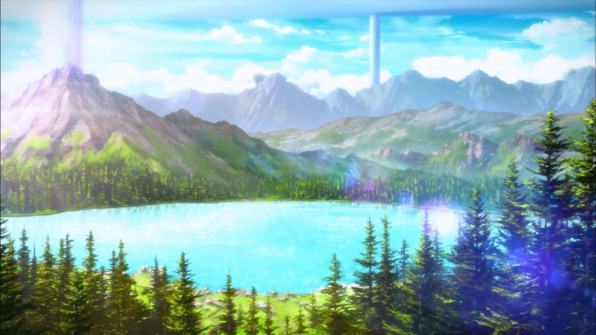 1920x1080 ... wallpapers backgrounds; anime landscape sword art online mountains  trees ...