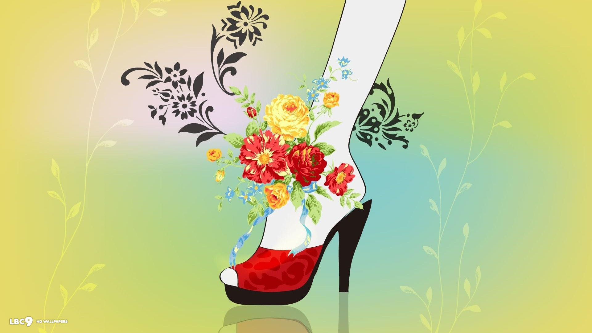 1920x1080 high heels and flowers 1080p