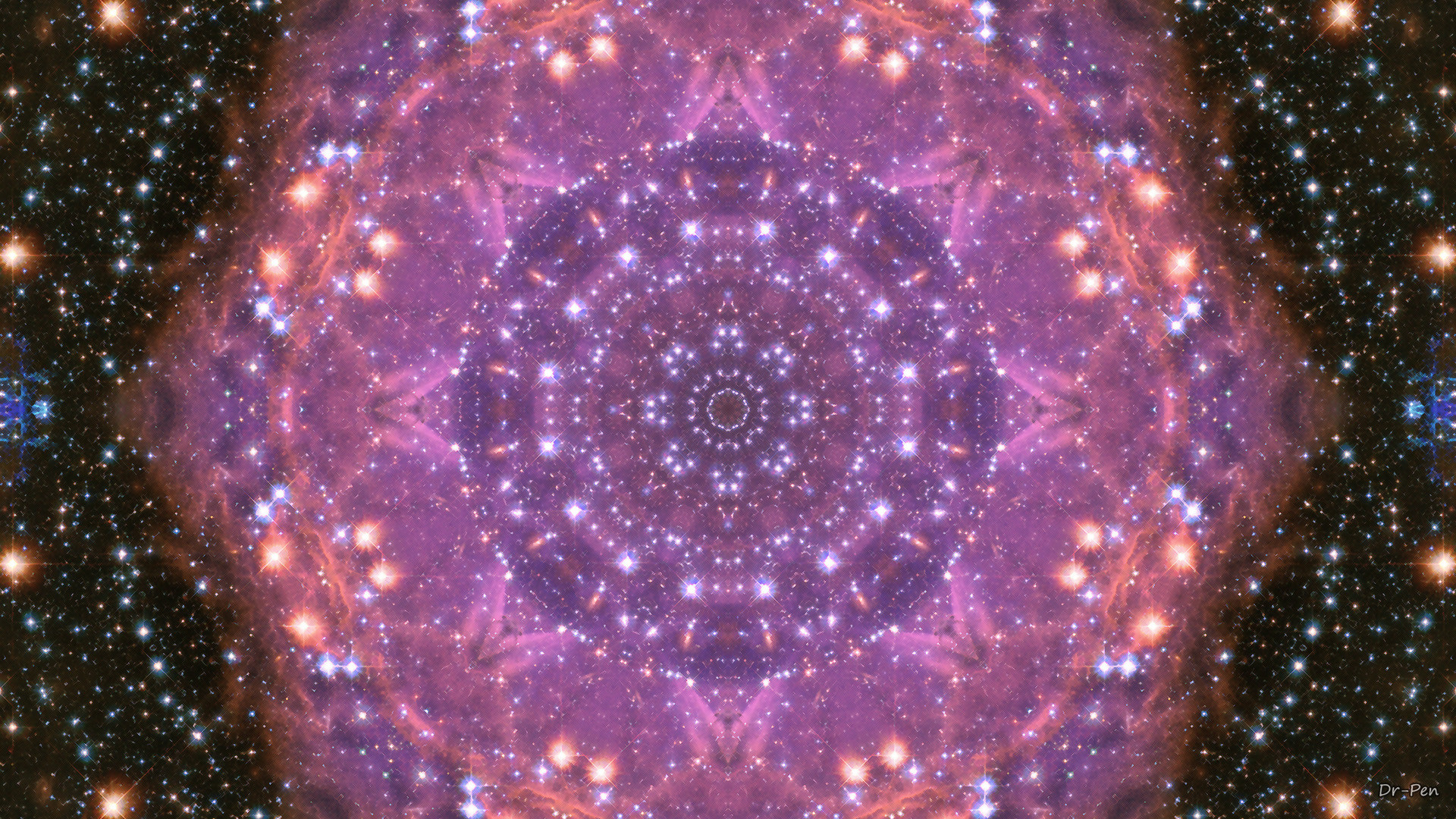 1920x1080 Abstract - Pattern Abstract Artistic Digital Mandala Manipulation Purple  Stars Wallpaper