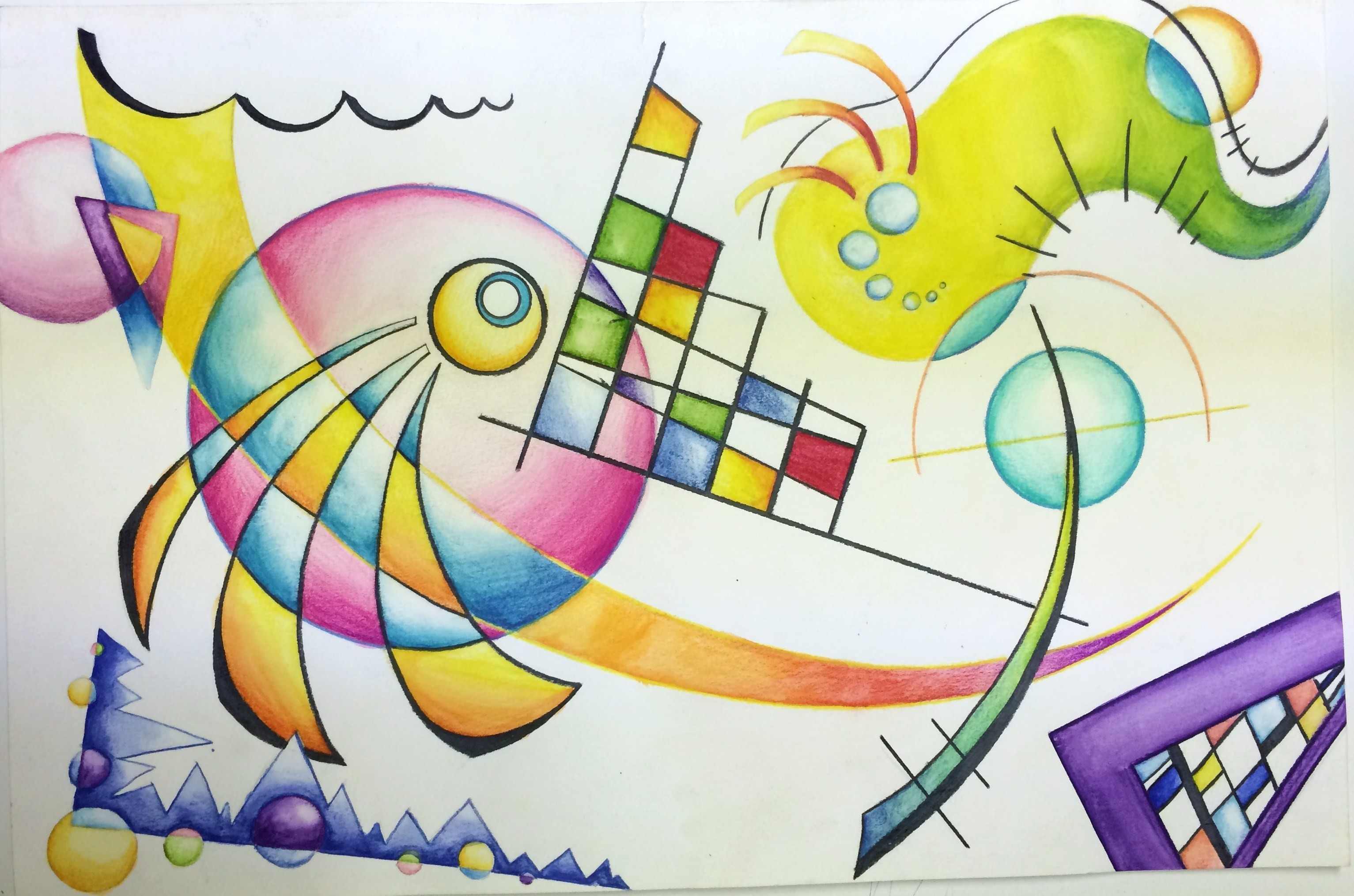 3066x2030 Wassily Kandinsky Non-Objective Color Pencil and Watercolor Pencil .