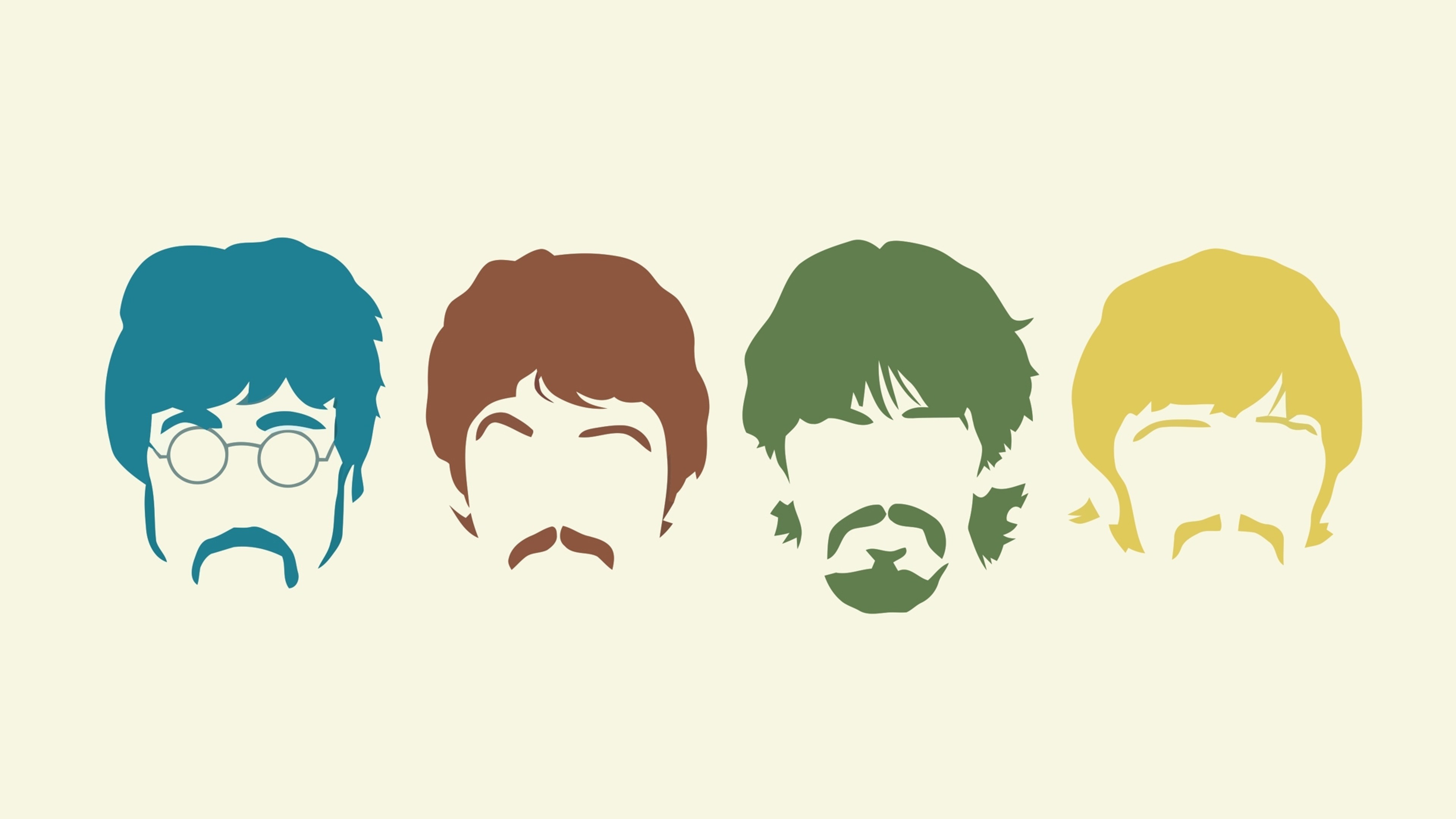 3840x2160 Preview wallpaper the beatles, silhouette, haircut, mustache, members  