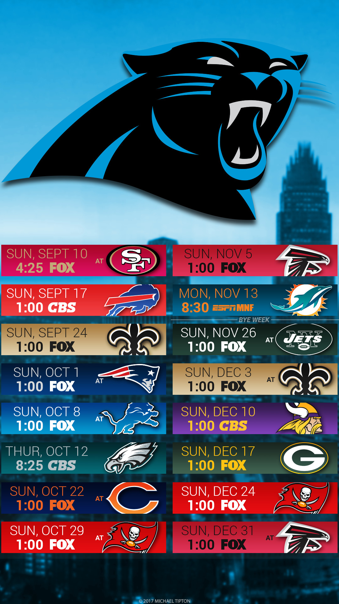 1080x1920 Carolina Panthers 2017 schedule turf logo wallpaper free iphone 5, 6, 7, ...