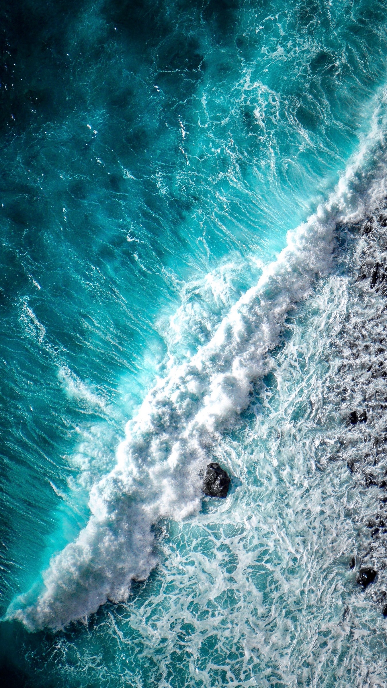 1350x2400  Wallpaper ocean, wave, foam, surf, aerial view, water