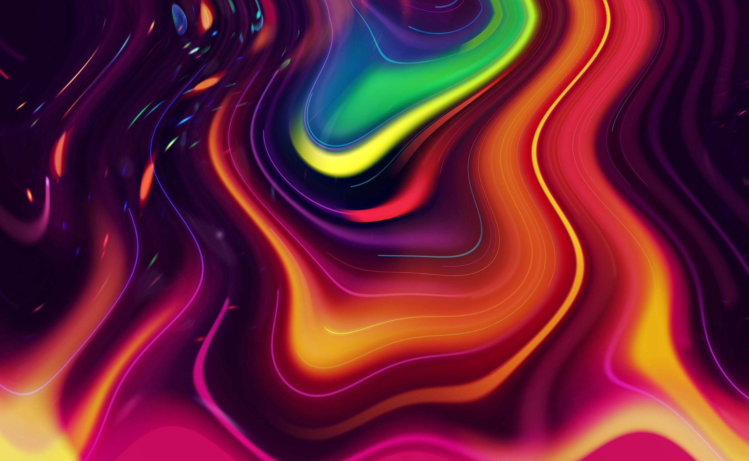 2557x1575 Wallpaper Spots, Stains, Background, Dark, Colorful