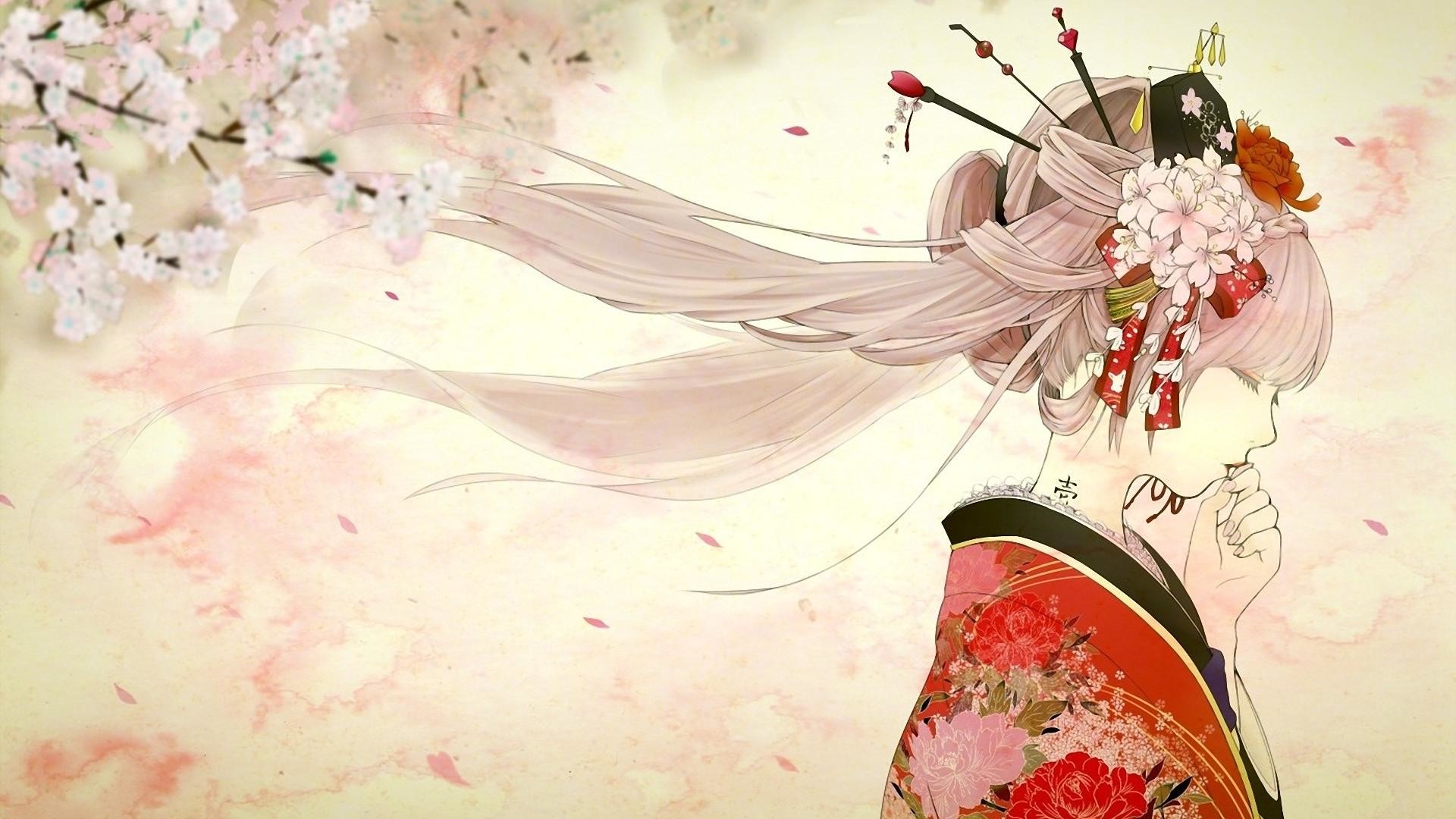 1920x1080 Sakura Flower Dress Flowers Long Hair Artwork Anime Girls Miku Wallpaper