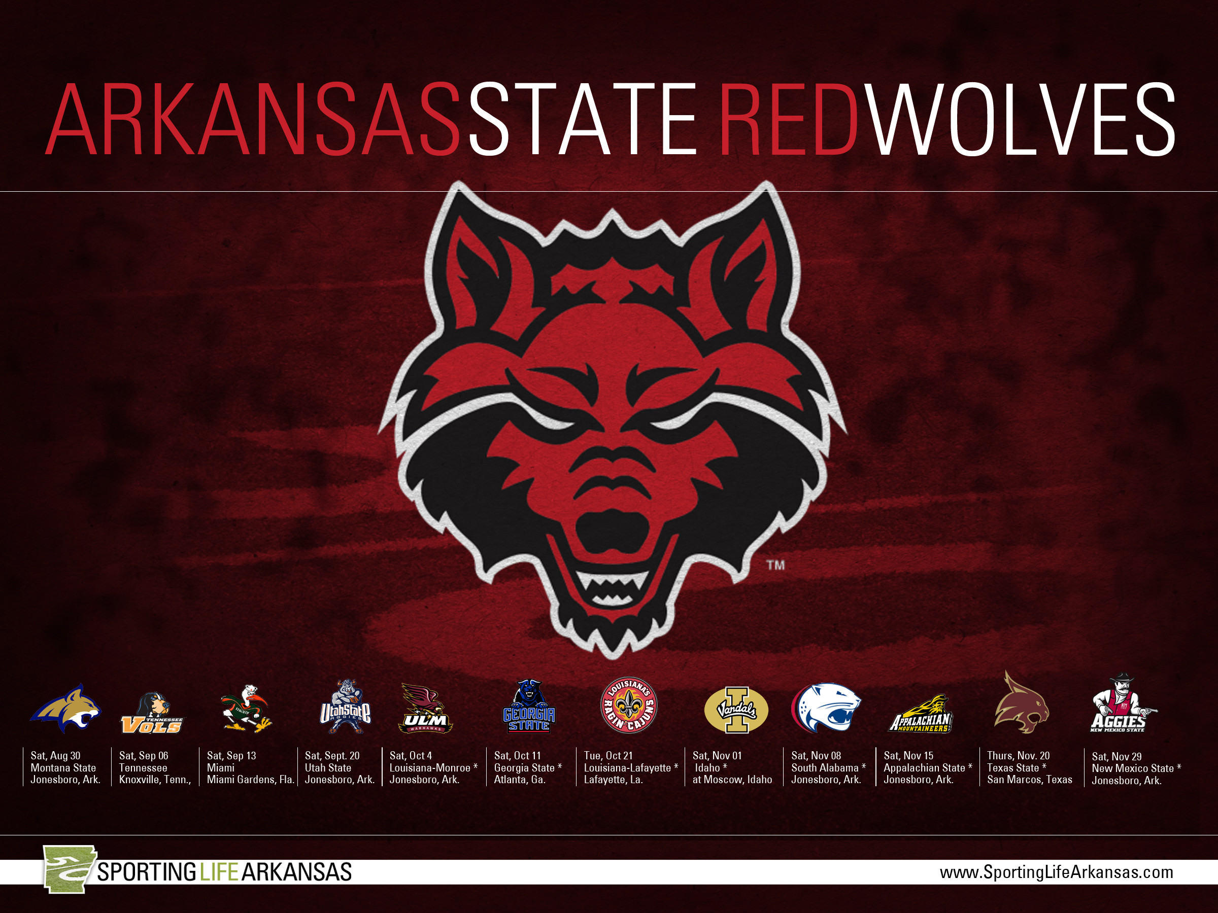 2400x1800 ... 2014 Arkansas State Red Wolves Football Schedule Wallpaper