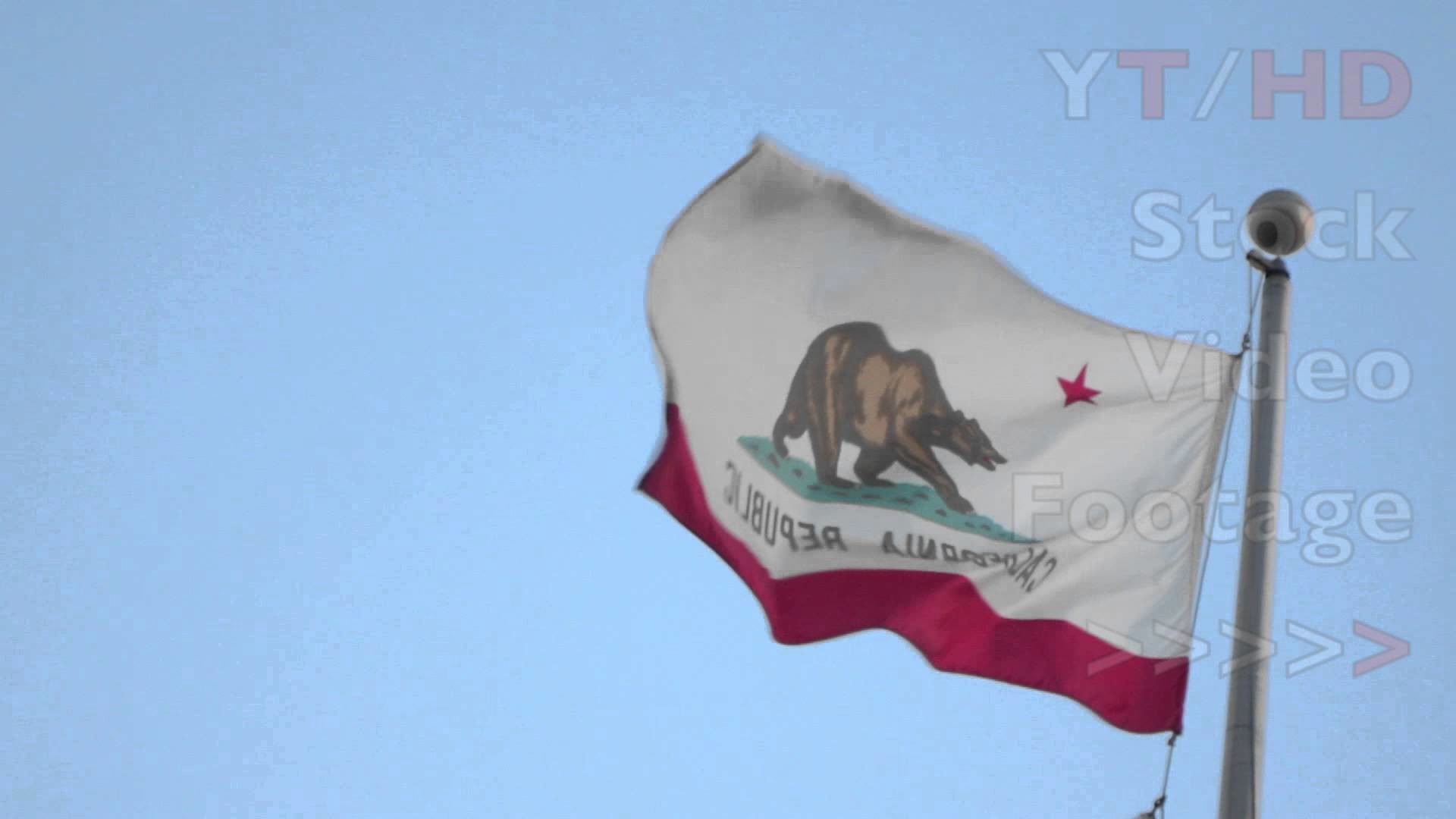 1920x1080 California State Flag w/ Bear & CA Republic Picture Waving on Flag Pole |  HD Stock Video Footage - YouTube