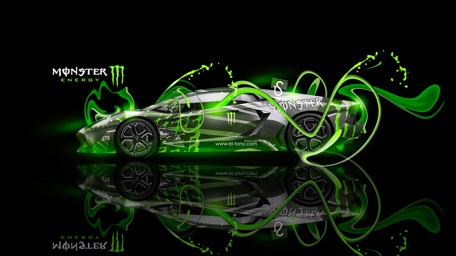 1920x1080 Monster-Energy-Lamborghini-Aventador-Green-Fantasy-Plastic-2013-