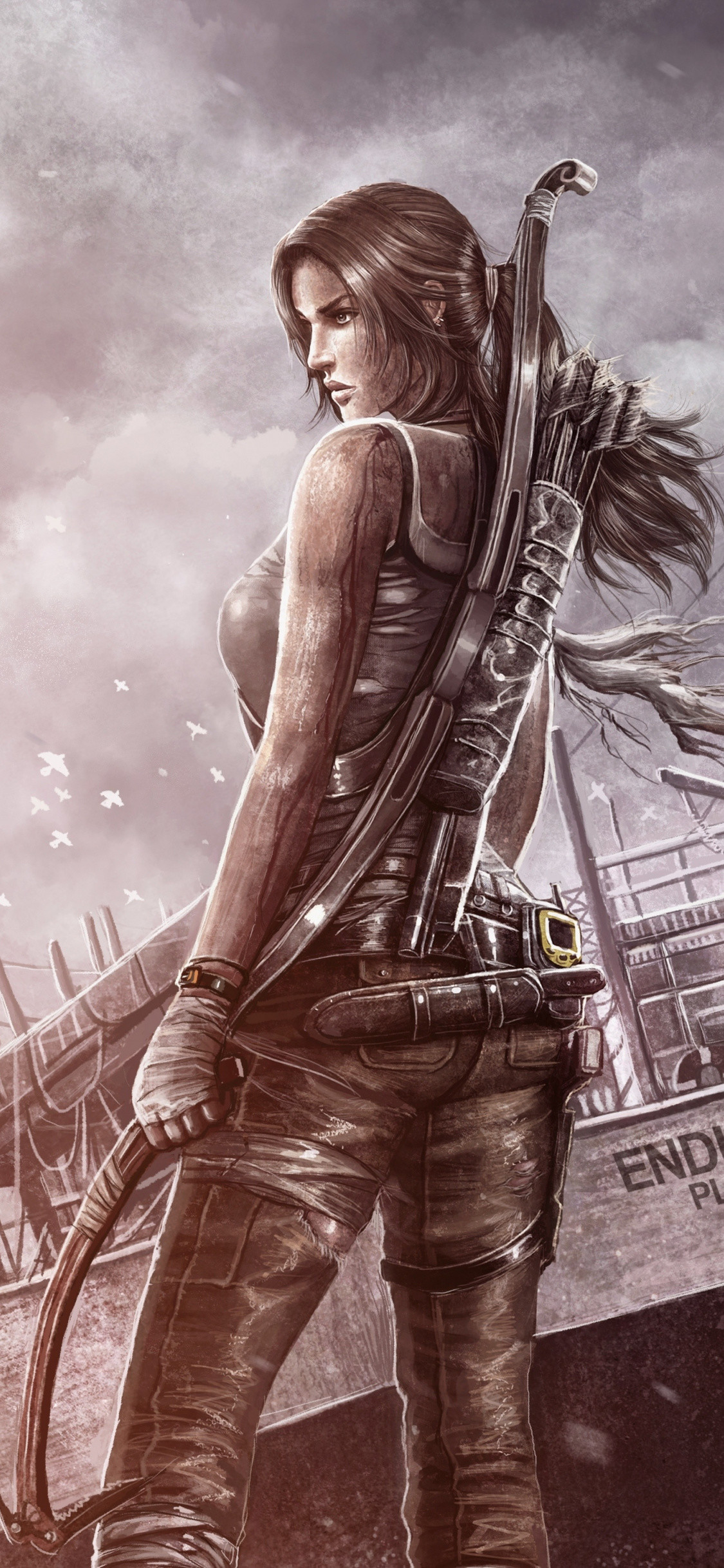 1125x2436 Tomb Raider, archer, Lara Croft, video game, fan art,  wallpaper