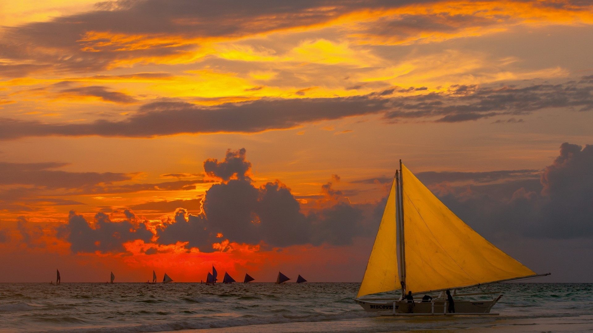 1920x1080 Ocean Tag - Sail Sailing Sunset Sailboats Boat Ocean Wallpapers For  Computer for HD 16: