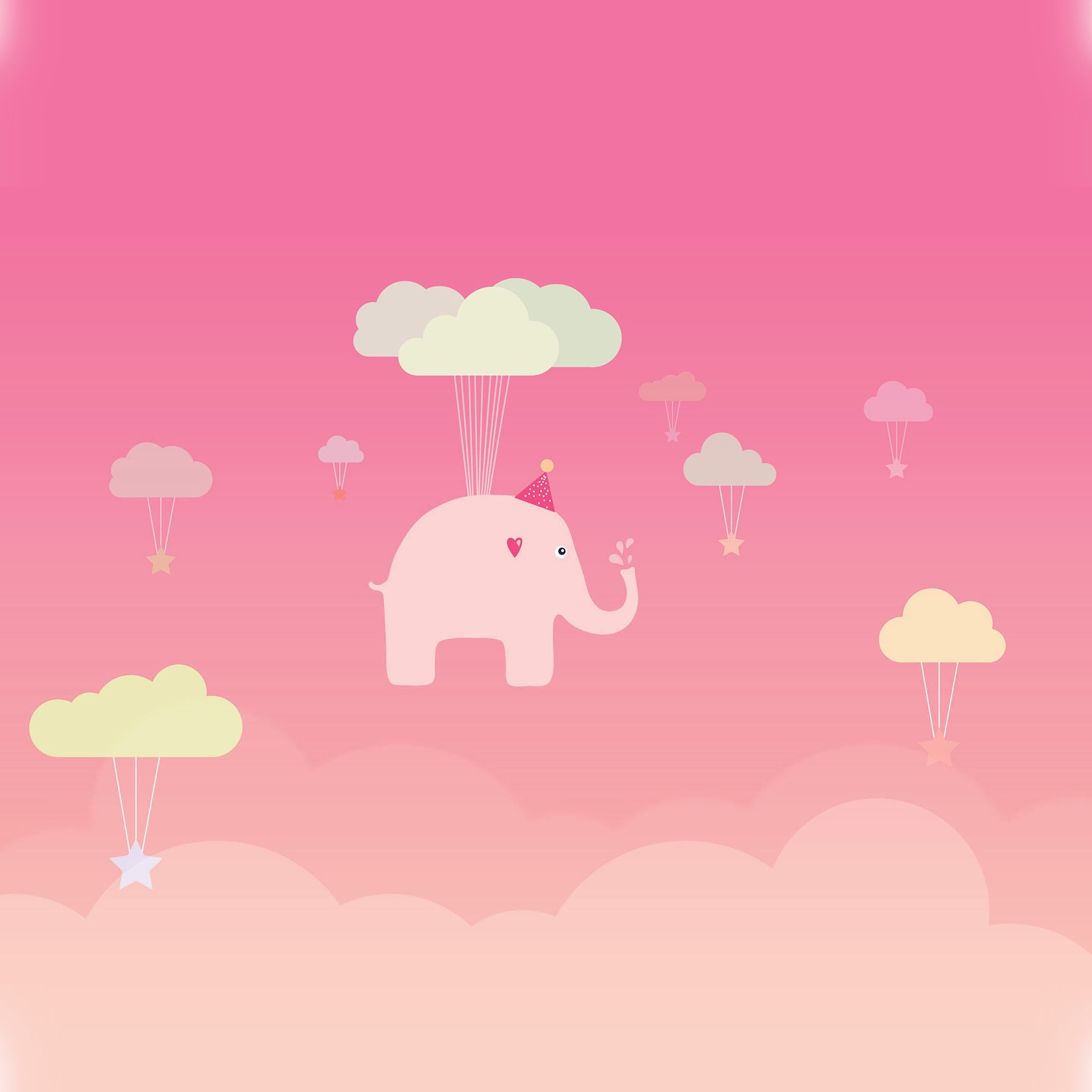 2048x2048 724 0: Cute Elephant IllustrationArt Orange Fly iPad Air wallpaper. Â«