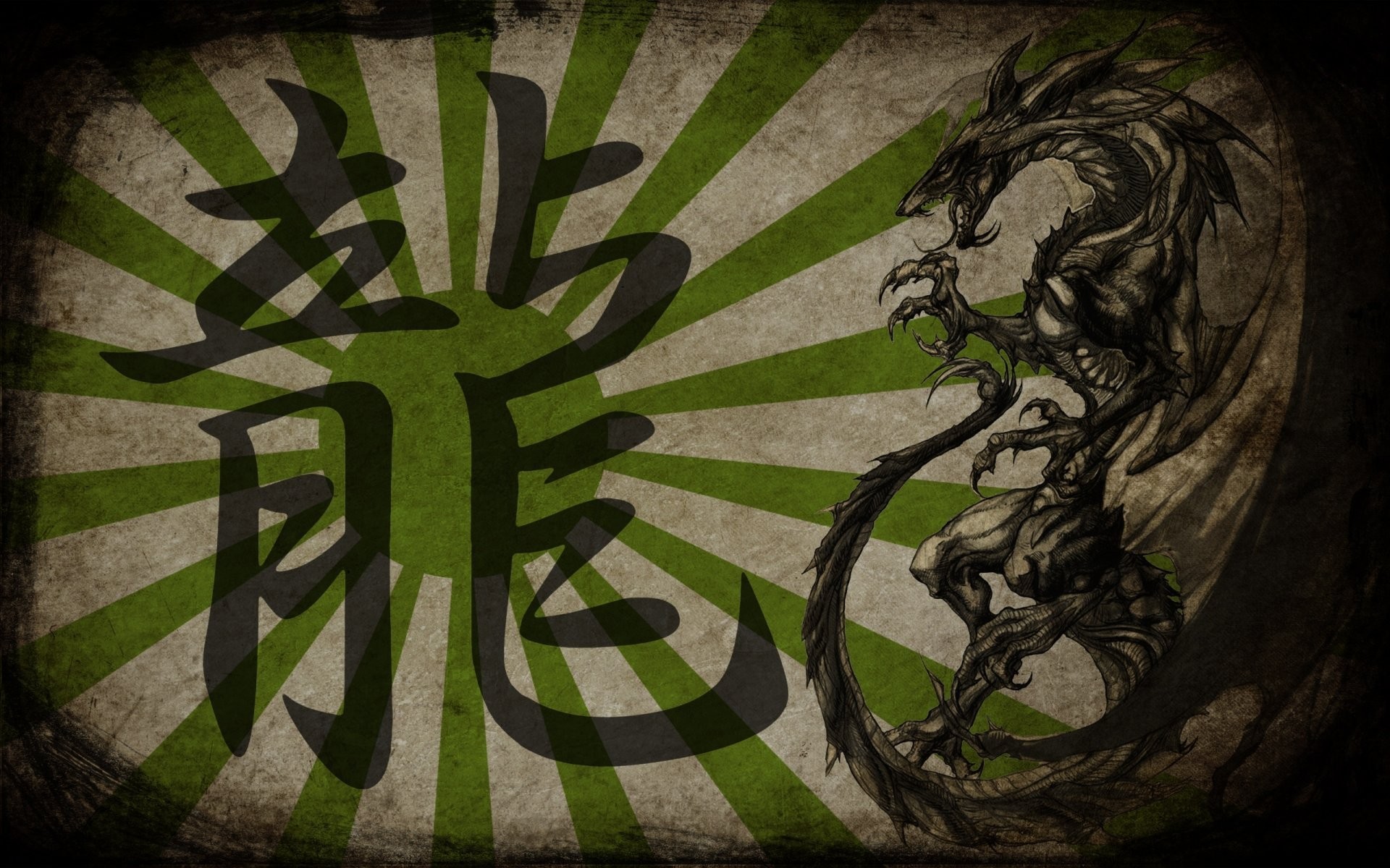 1920x1200 rendering wallpaper empire dragon hieroglyph japan east flag sun