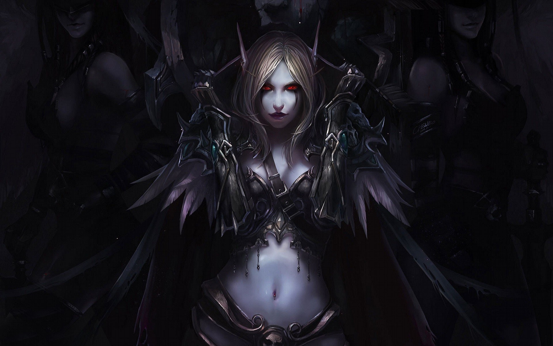 1920x1200 Artwork Elves Fantasy Art Navel Sylvanas Windrunner Video Games Warcraft  WarCraft III Women World Of