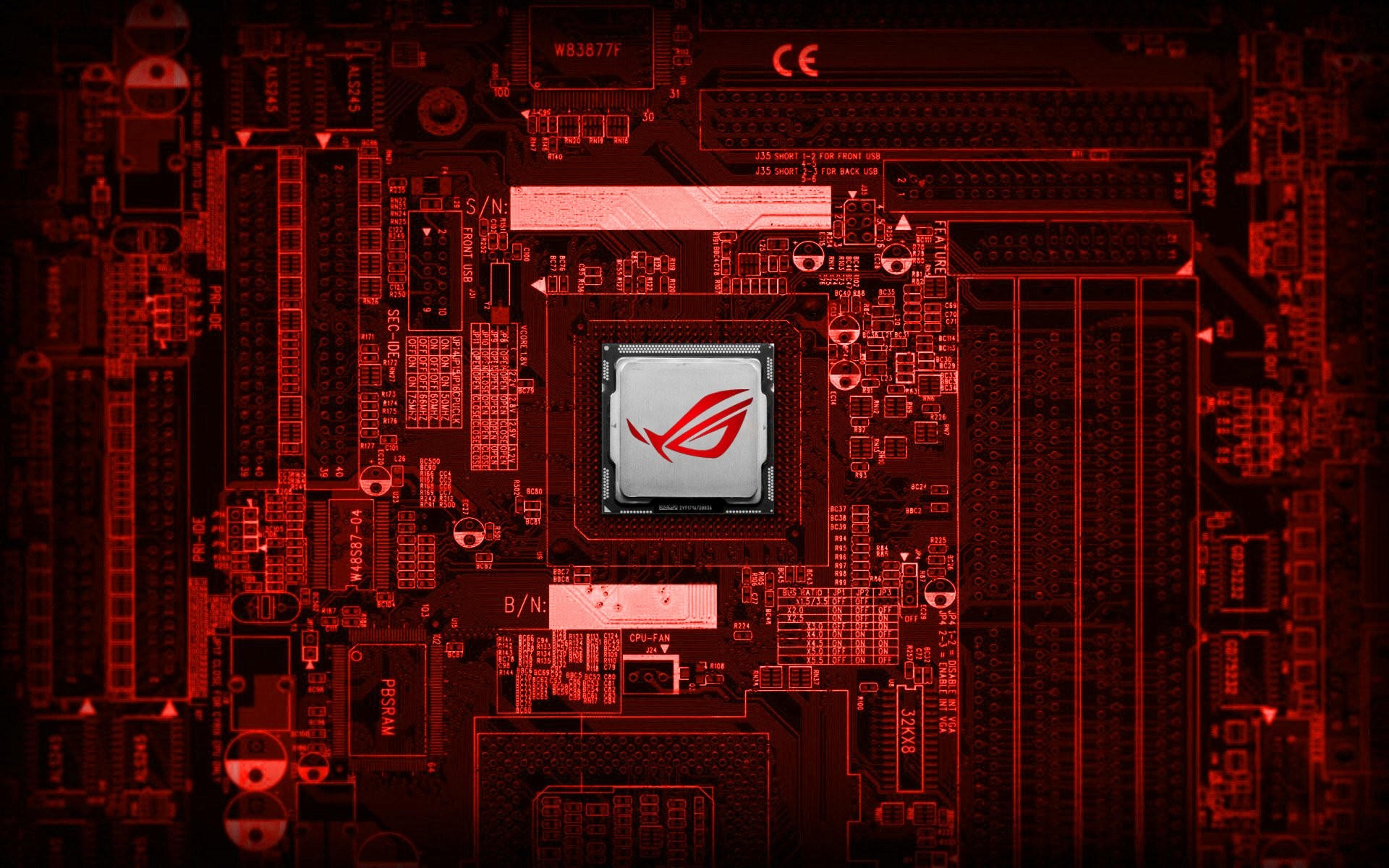 1920x1200 Technology - Asus Computer Technology Red Motherboard Wallpaper