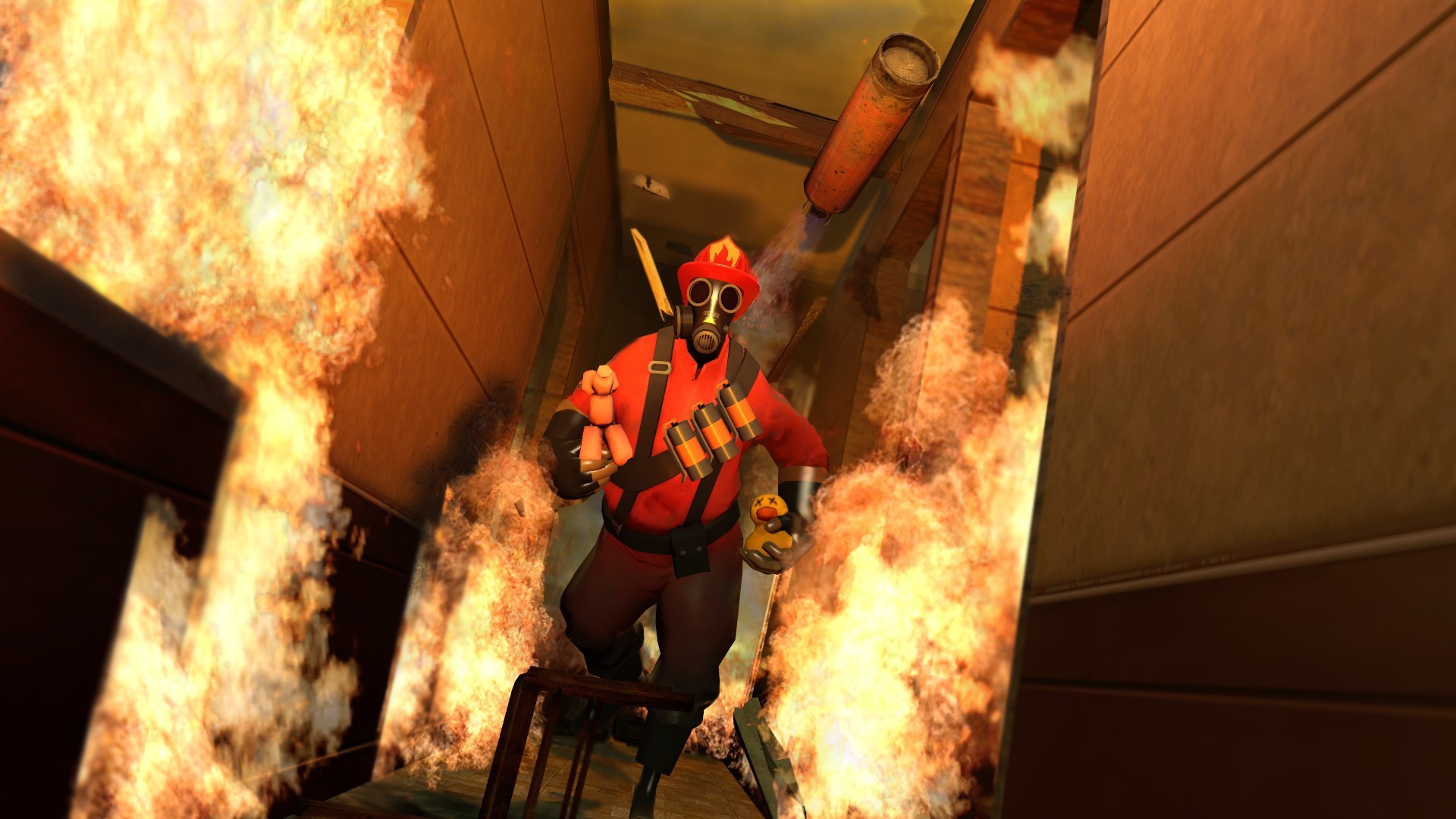 1920x1080 fire ducks Pyro TF2 fireworks dogs toys (children) firefighter Team  Fortress 2 balloons save