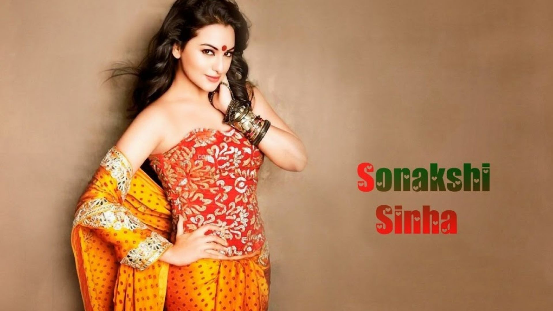 1920x1080 Sexy Saree Bra Sonakshi Sinha Hot Wallpaper