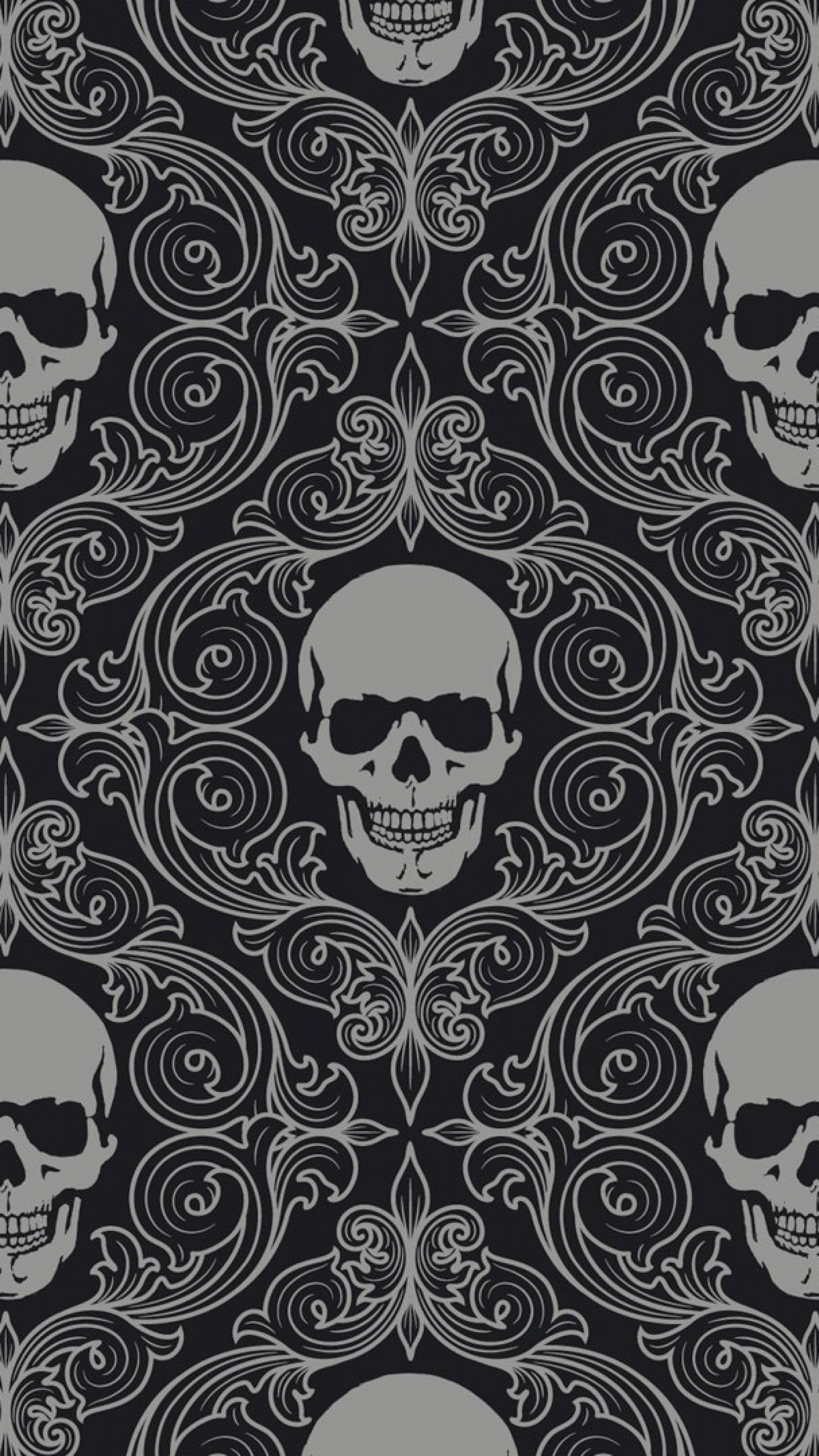 1440x2560 Preview wallpaper skull, drawing, gray, texture 
