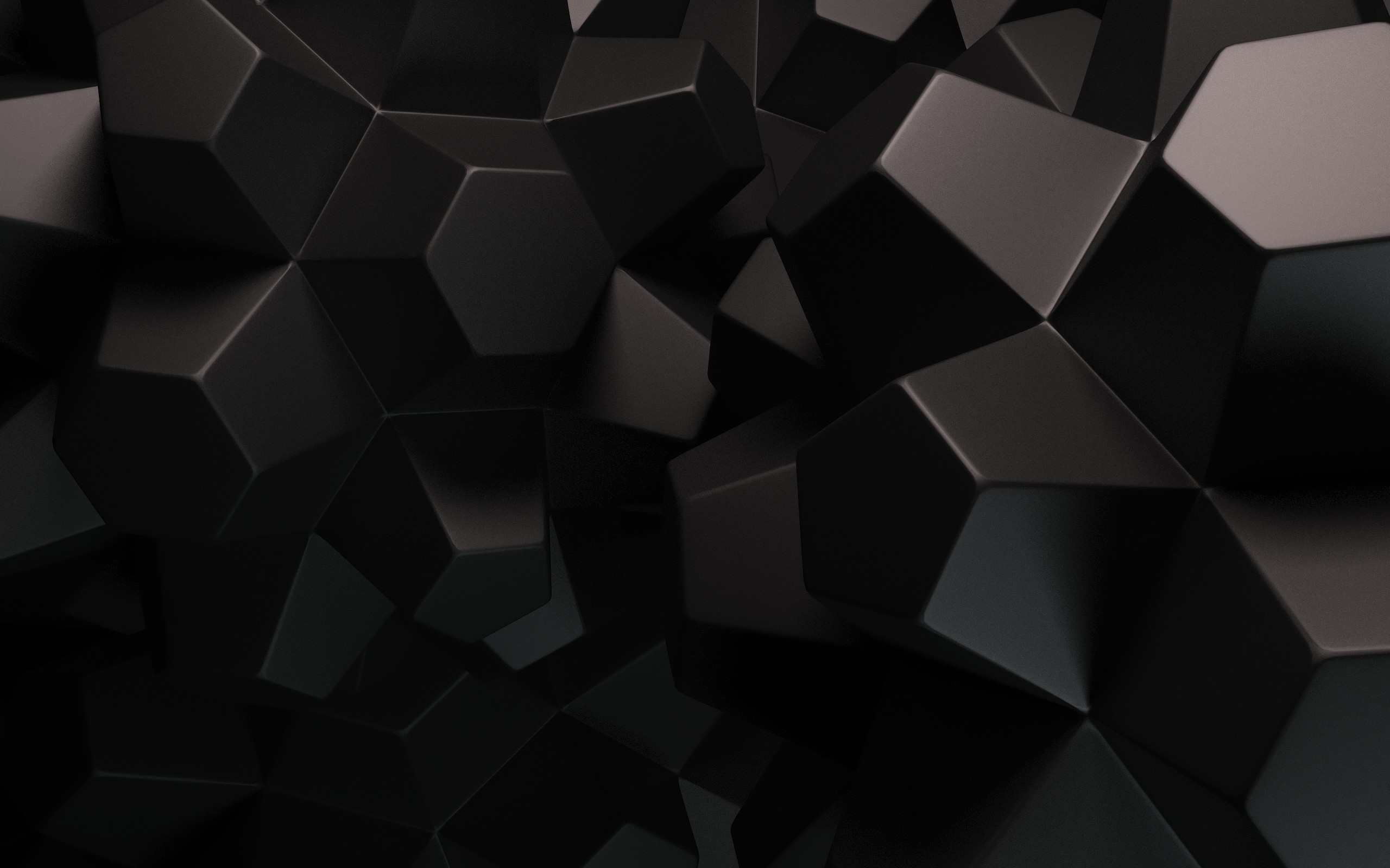 2560x1600 Black Dark Hexagons 3D Render Desktop Wallpaper Uploaded by DesktopWalls