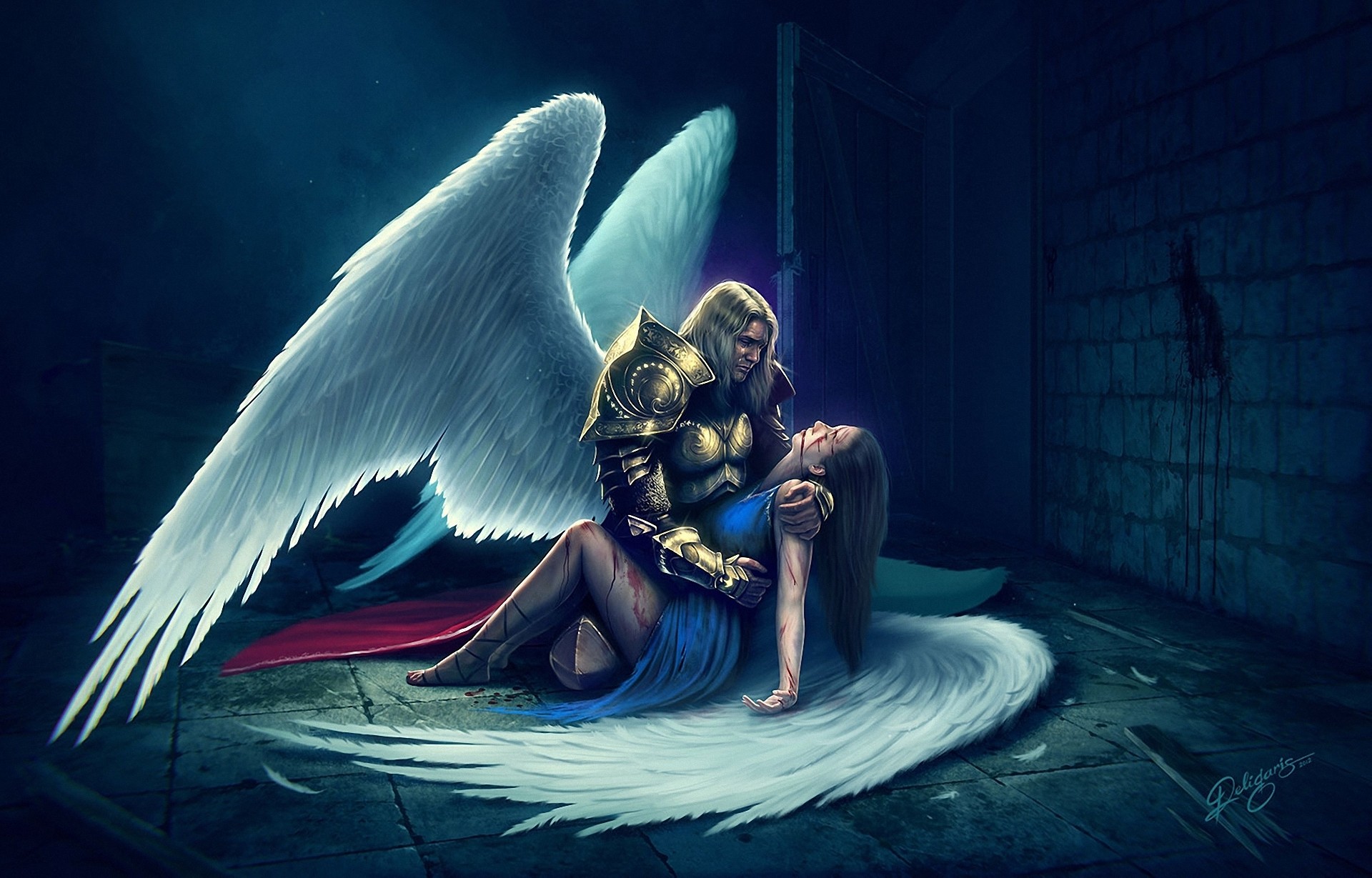 1920x1229 Angel Men Wings Armor Fantasy Girl mood sad death love wallpaper .